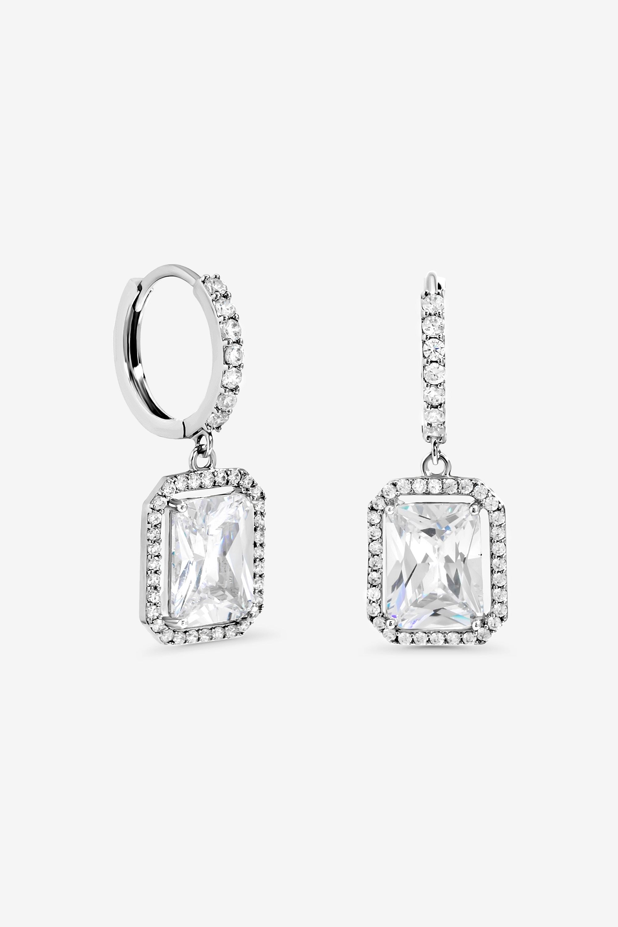 Jon Richard Silver Plated Cubic Zirconia Charm Huggie Hoop Earrings image 1