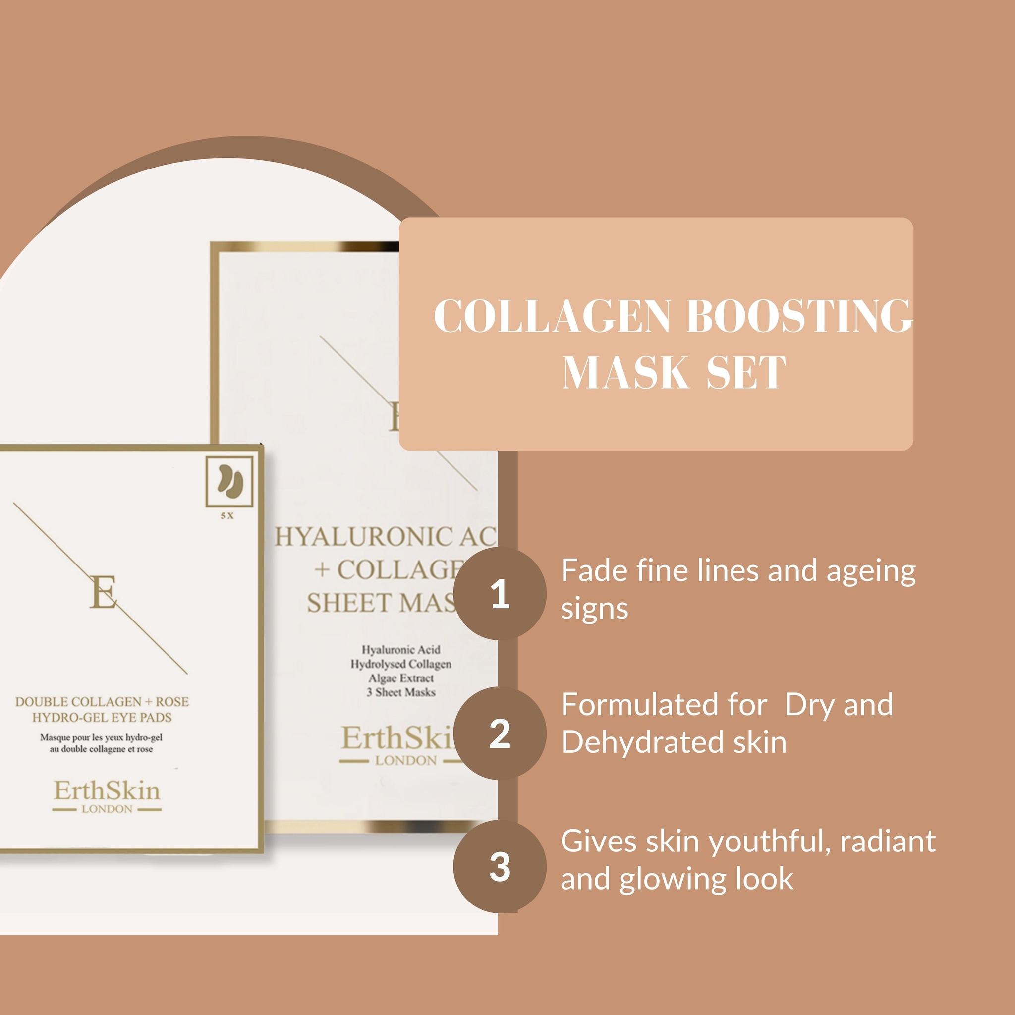 Erth Skin London Collagen Glow: Hyaluronic Sheet Mask + Double Collagen Rose Eye Pads image 2