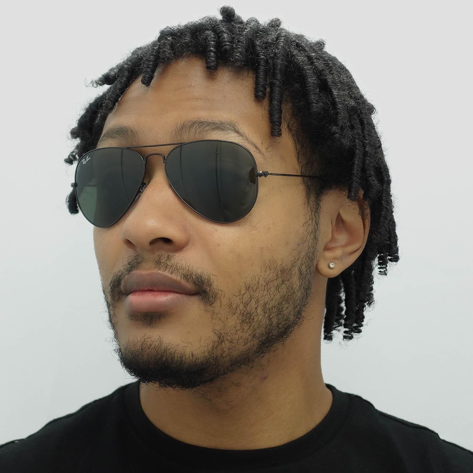 Ray-Ban Aviator Black Green Aviator 3025 Sunglasses image 6