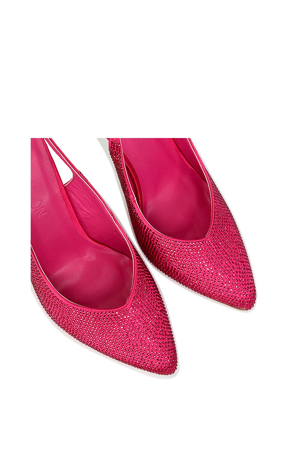 XY London 'Divine' Diamante Pointed Toe Slingback Bridal High Heel Stilettos image 4