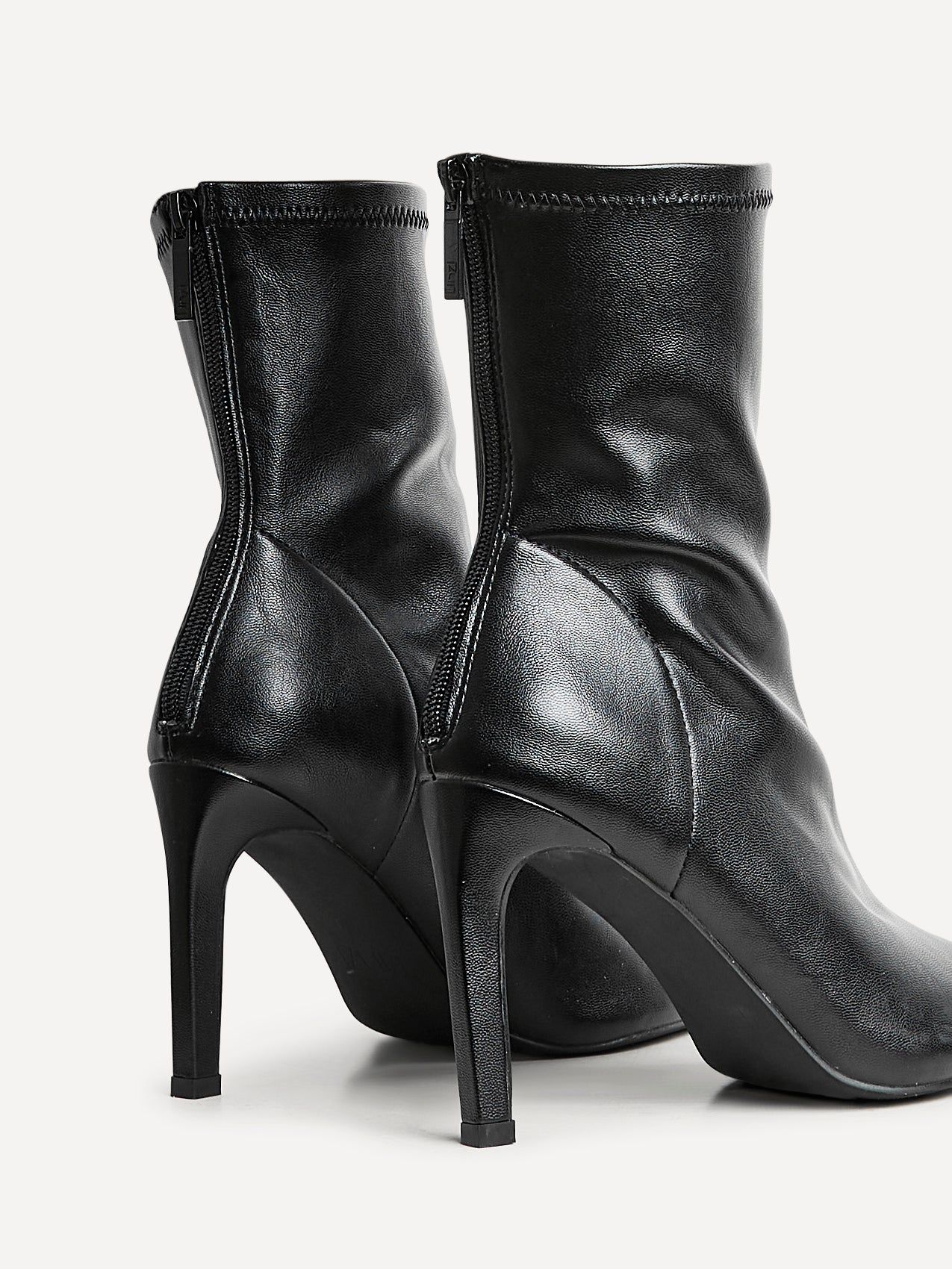 Linzi West Black Faux Leather Pointed Stretch Heeled Ankle Boot image 5