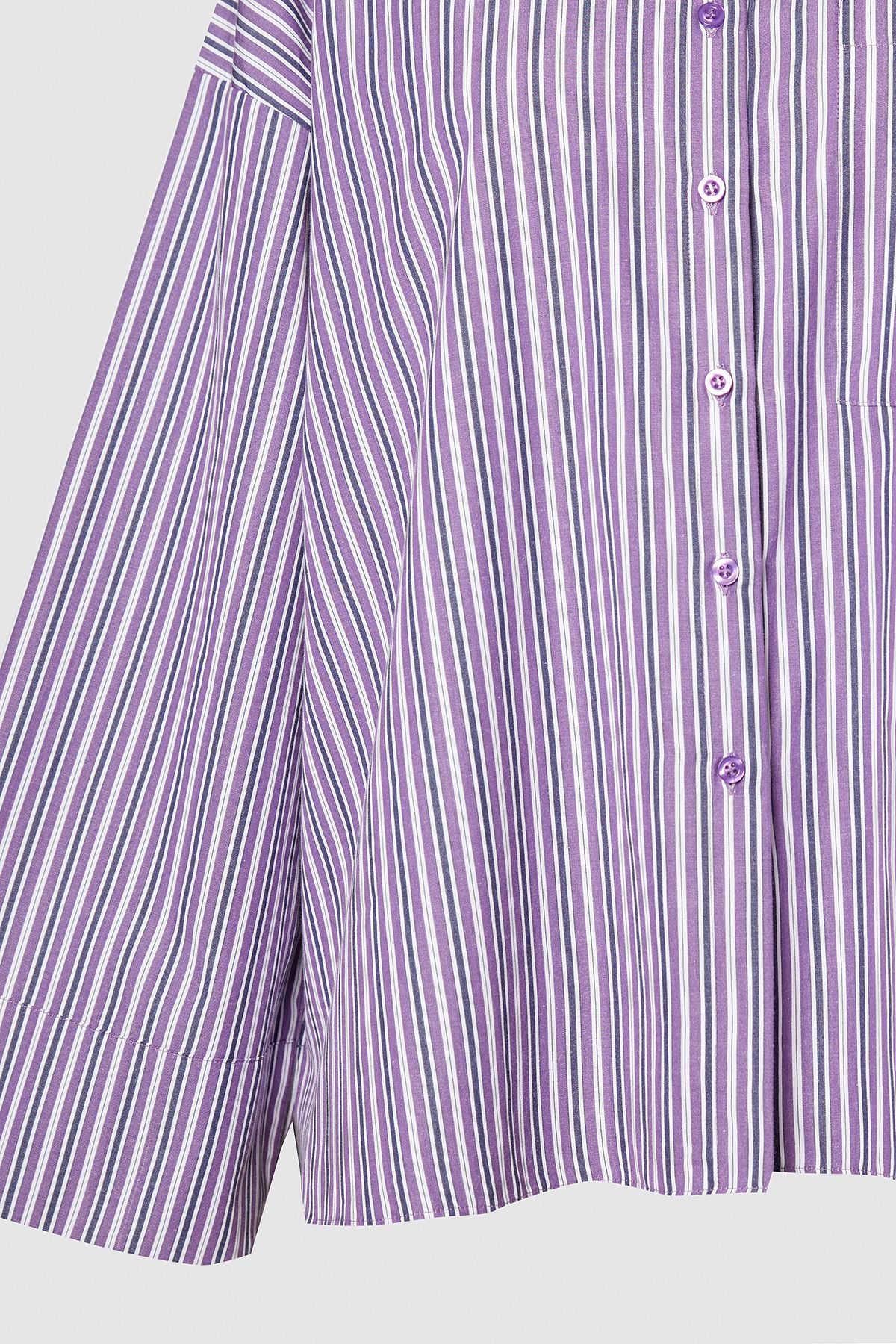 NastyGal Plus Cotton Stripe Extreme Oversized Wide Cuff Shirt Purple image 4