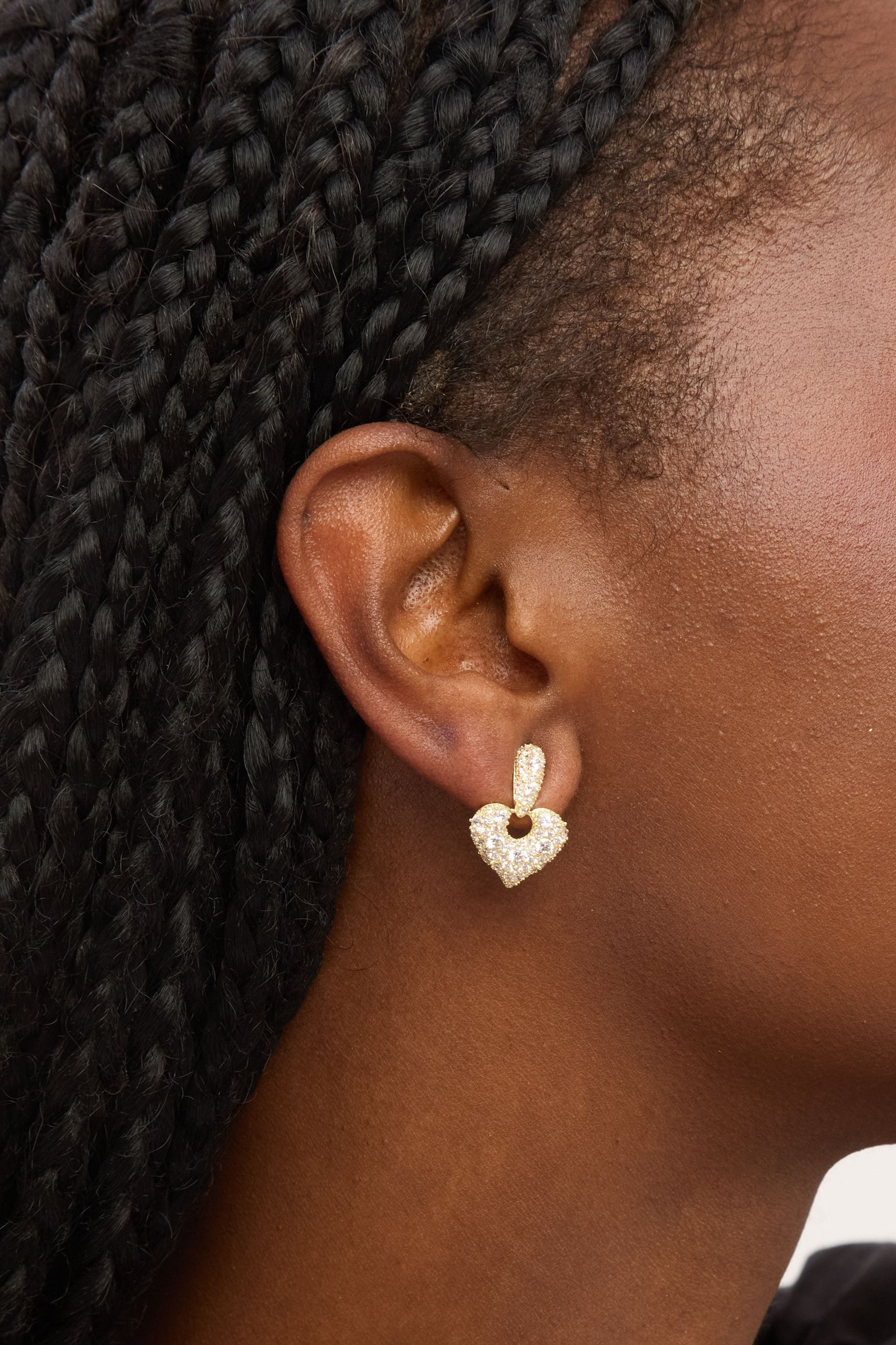 Jon Richard Gold Plated and Pave Heart Door Knocker Earrings image 2