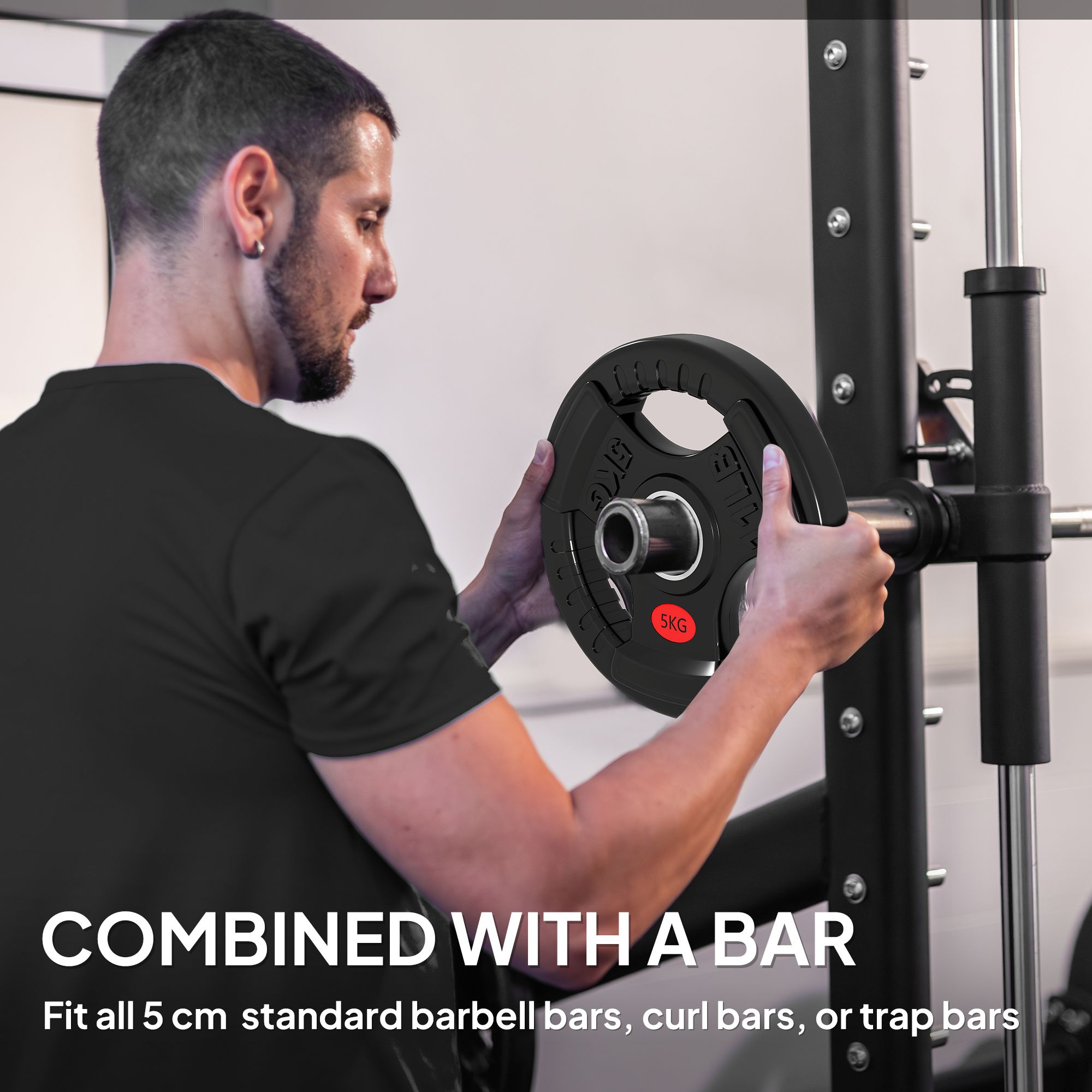 SPORTNOW 2 x 5kg Olympic Weight Plates, Weight Plate Discs with Tri-Grips image 5