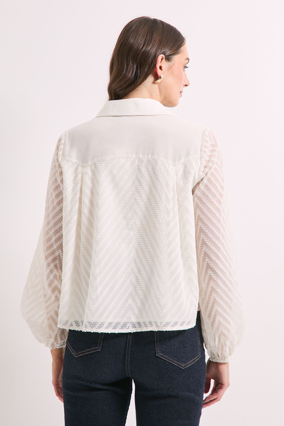 Principles Ivory Western Yoke Jacquard Blouse Ivory image 3