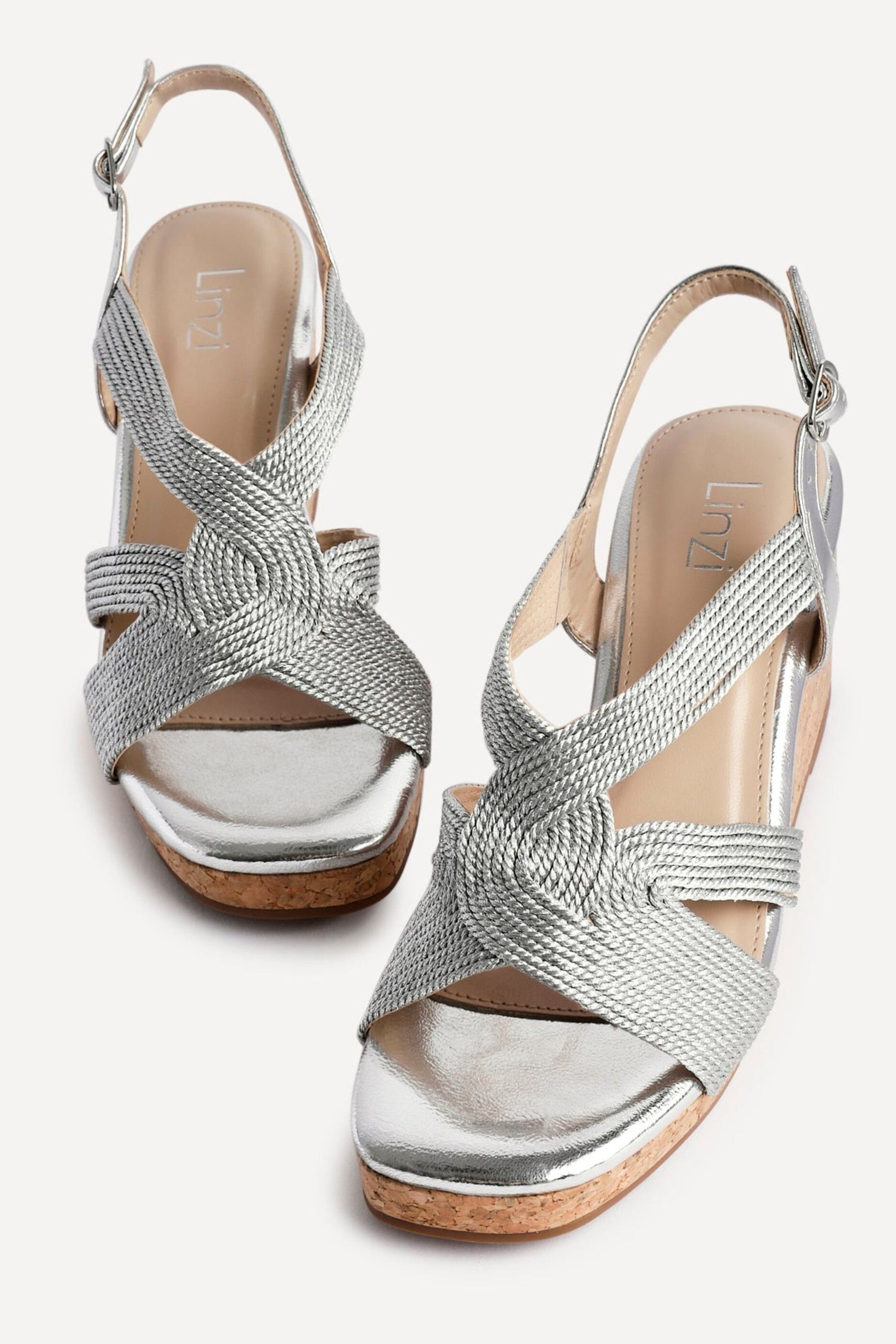 Linzi Destined Silver Woven Design Cork Wedges image 4
