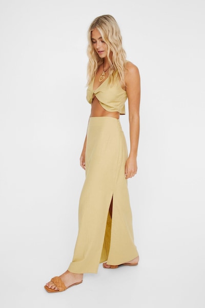 NastyGal Side Split Maxi Skirt Butterscotch
