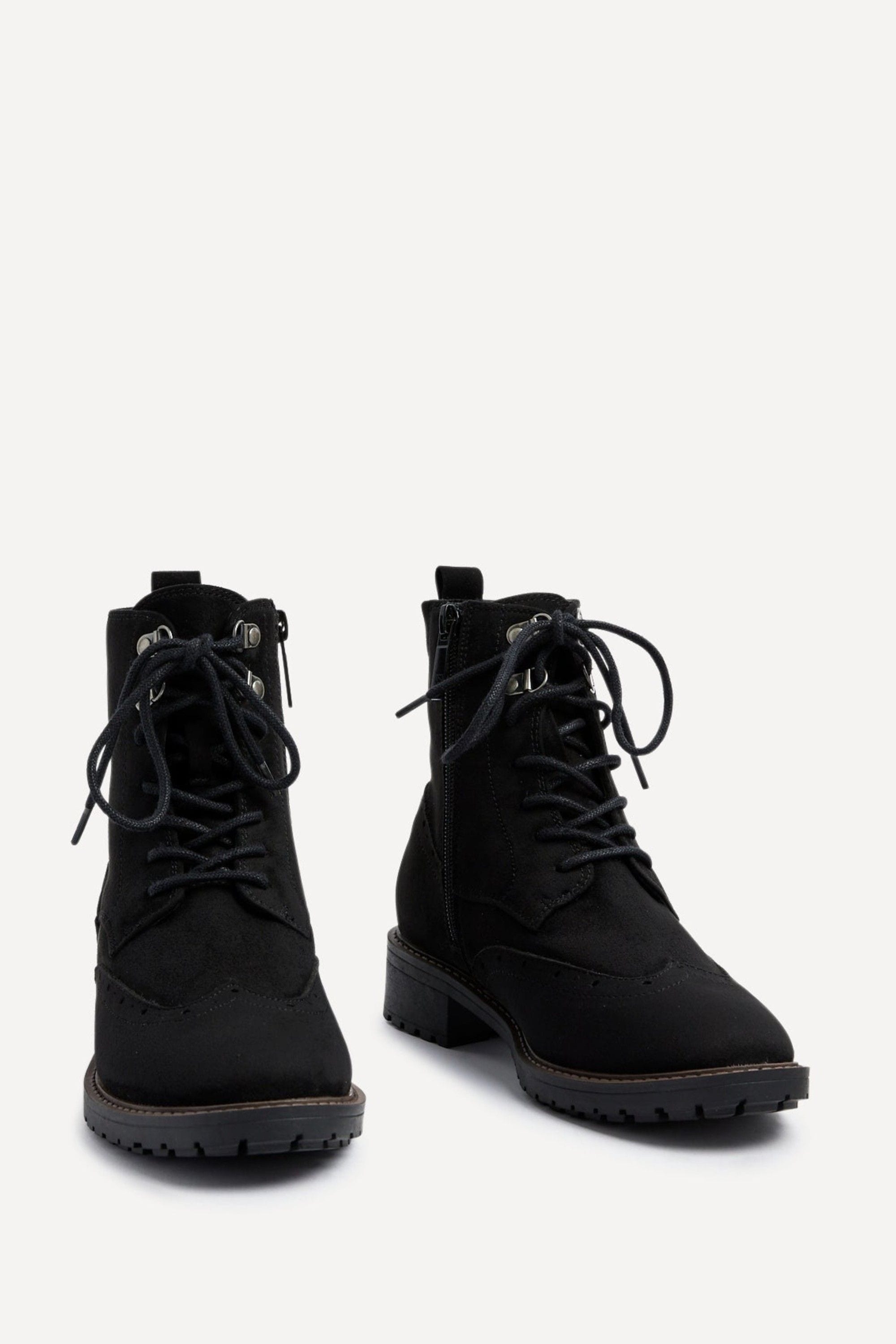 Linzi Ashleigh Black Faux Suede Lace Up Military Boot image 3