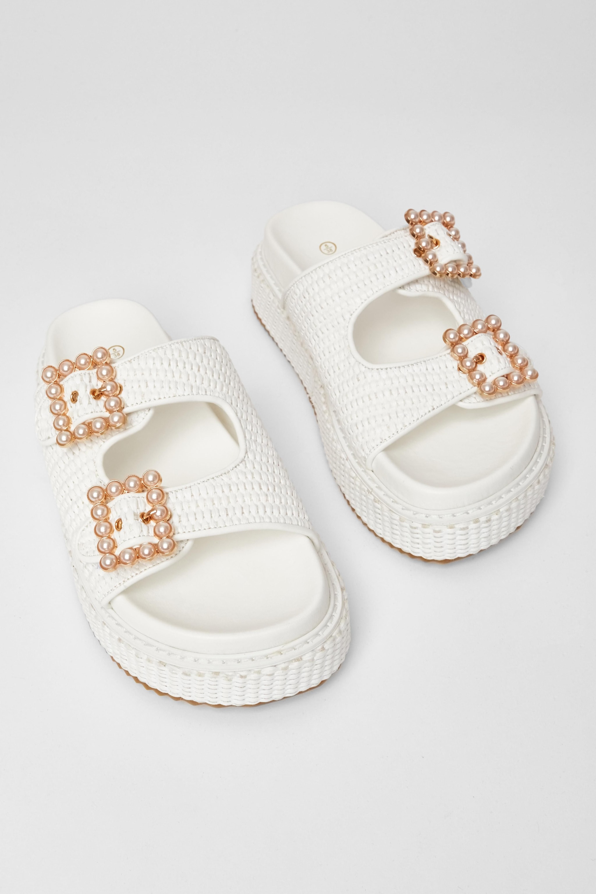 Quiz White Double Buckle Flatform image 2