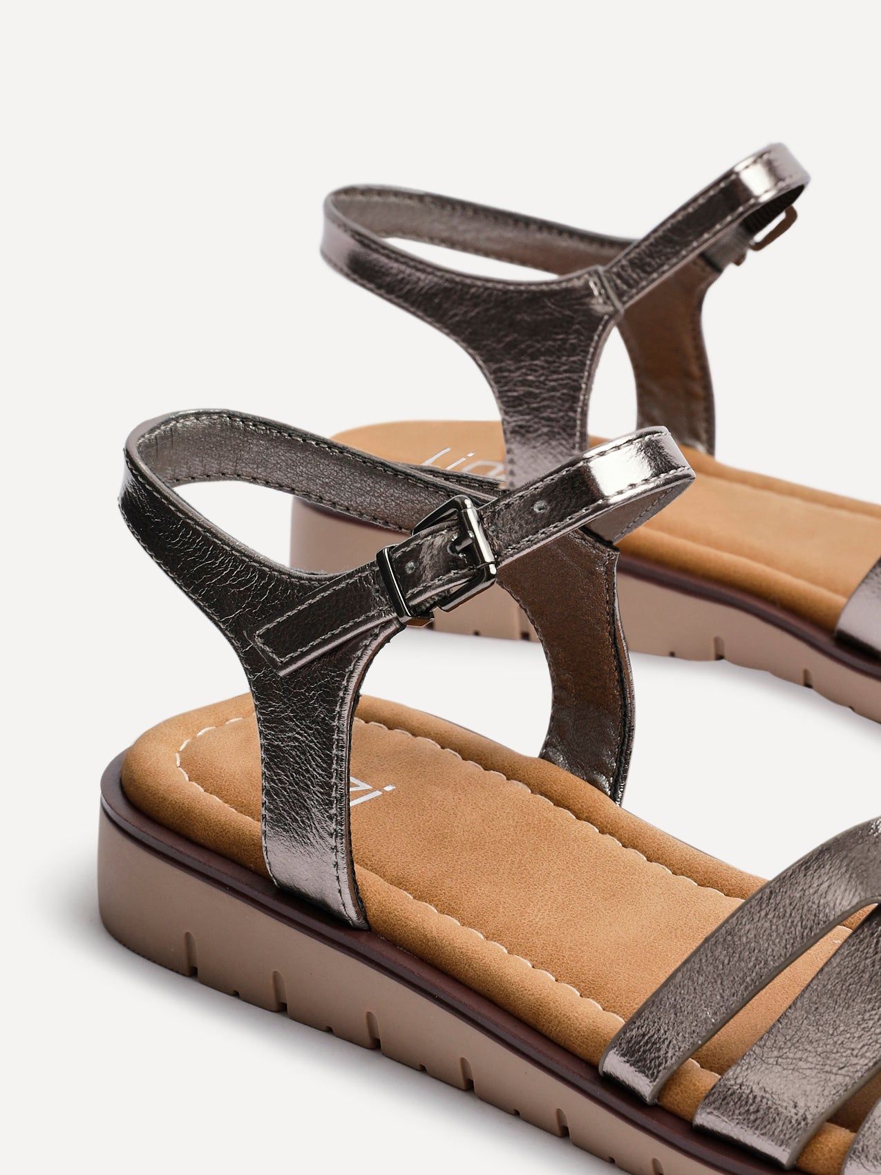 Linzi Isabel Pewter Faux Leather Two Part Sandal image 5