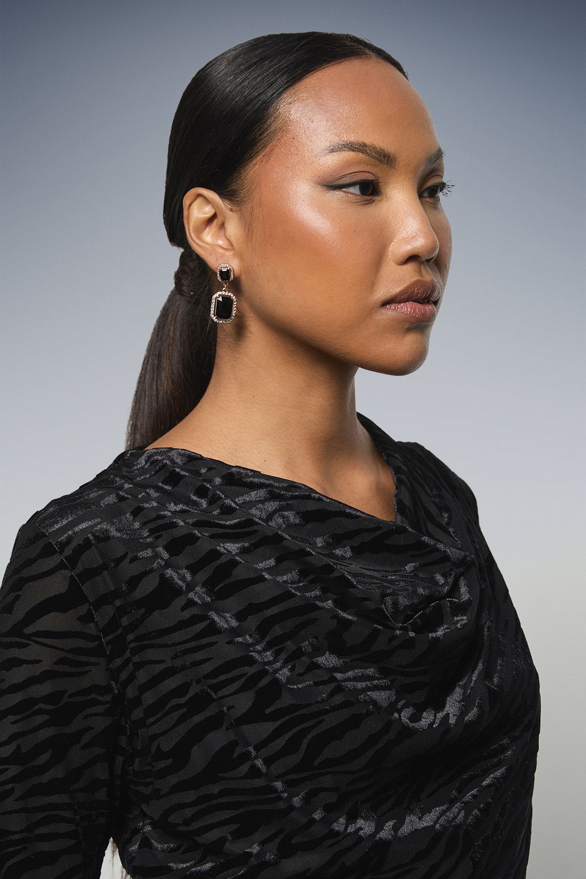 Principles Fluted Sleeve Cowl Neck Top Black image 2