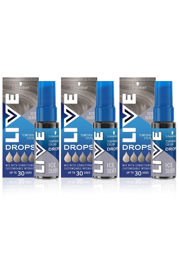 Schwarzkopf Live Colour Drops 'Hair Dye' Ice Silver 3 Pack