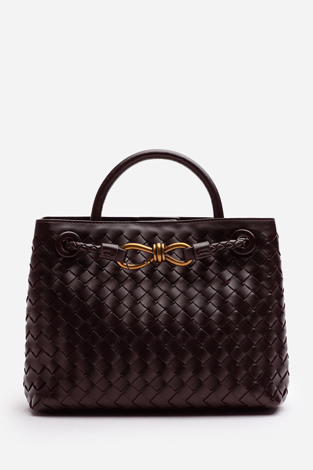 Where's That From 'Luna' Woven Leather Tote Bag With Gold Detail image 2