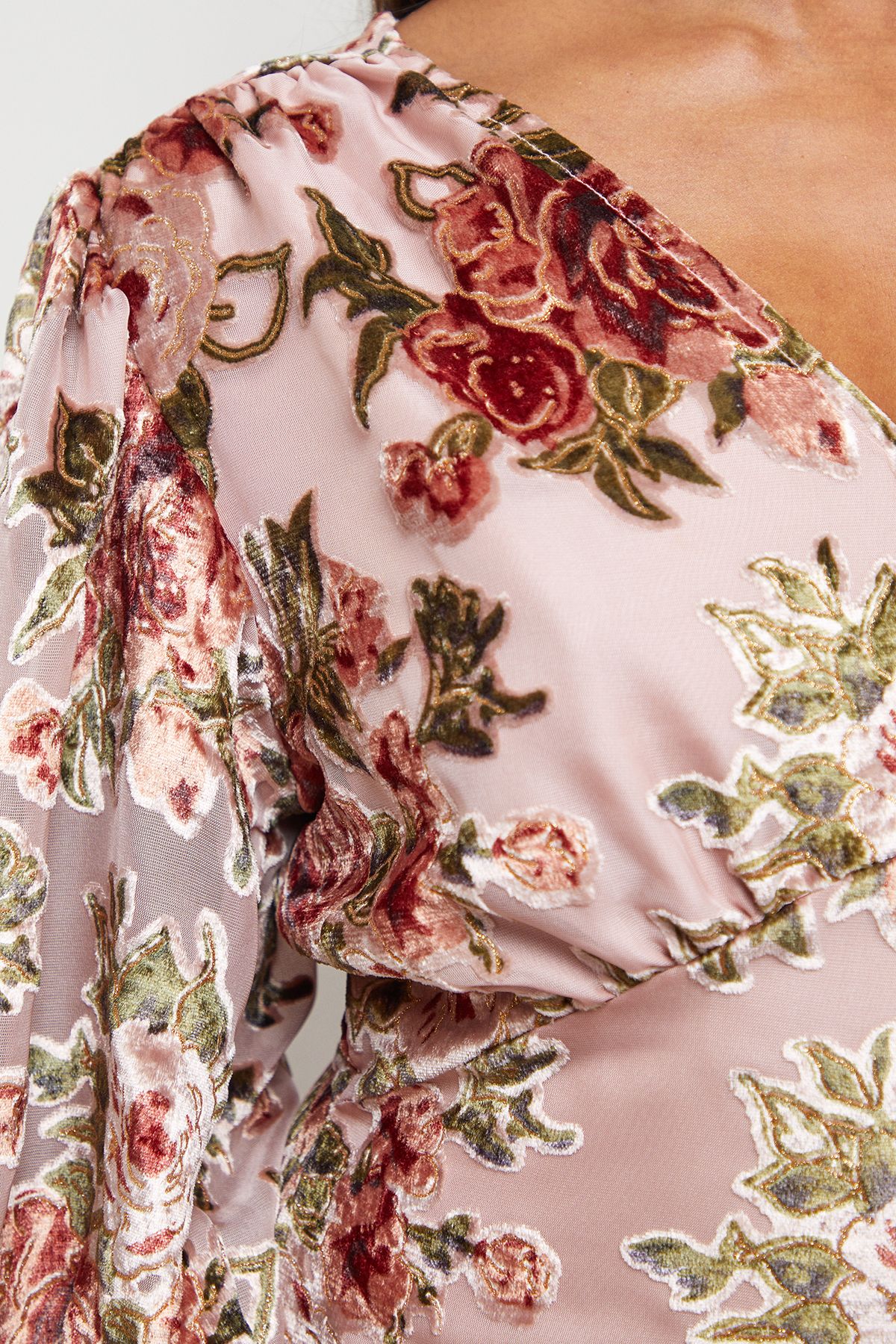 Oasis Devore Tiered Puff Sleeve Mini Tea Dress Rose image 5