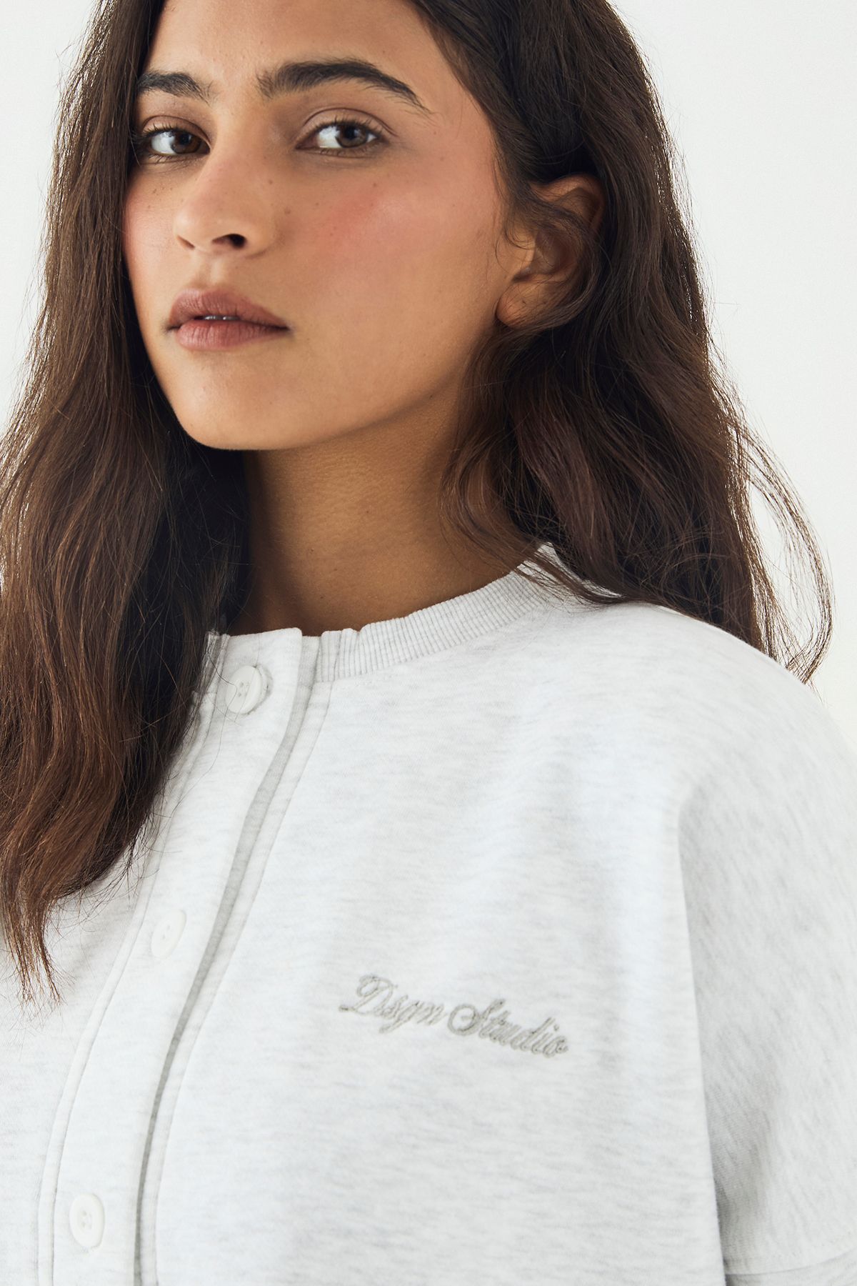 DSGN Studio DSGN Studio Button Through Cardigan Sweatshirt Ash Grey image 4