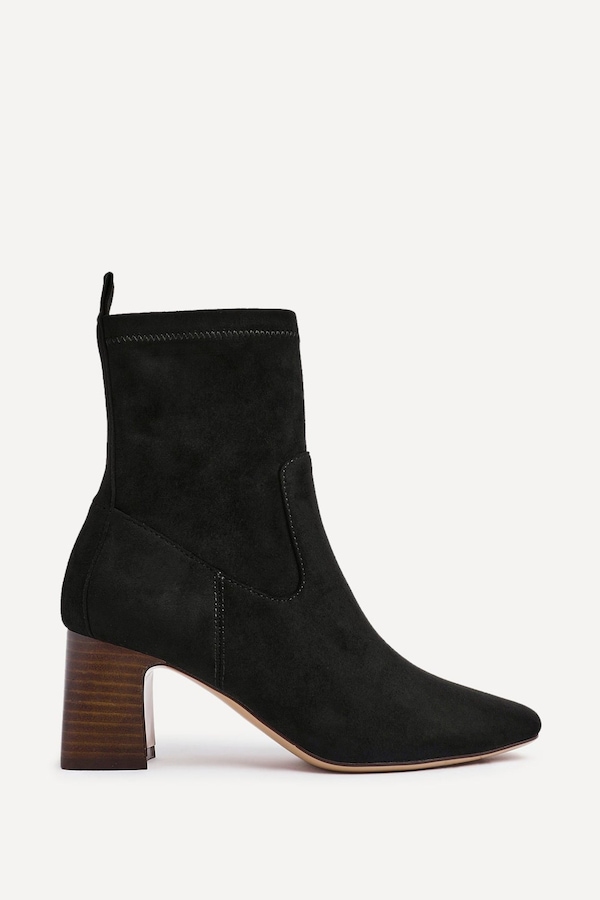 Linzi Francisco Black Faux Suede Heeled Ankle Boot