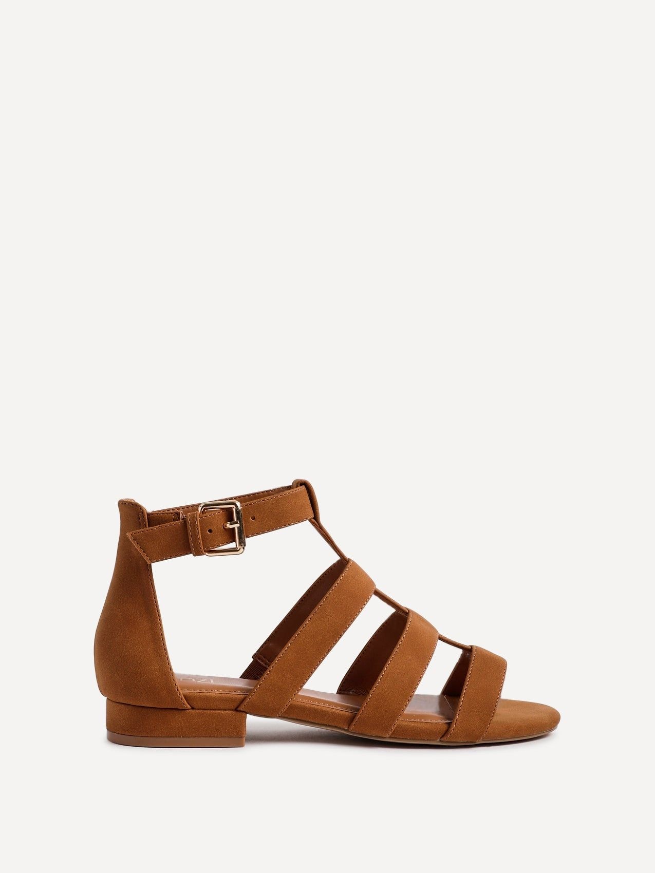 Linzi Liberate Tan Faux Suede Closed Back Gladiator Sandals image 1