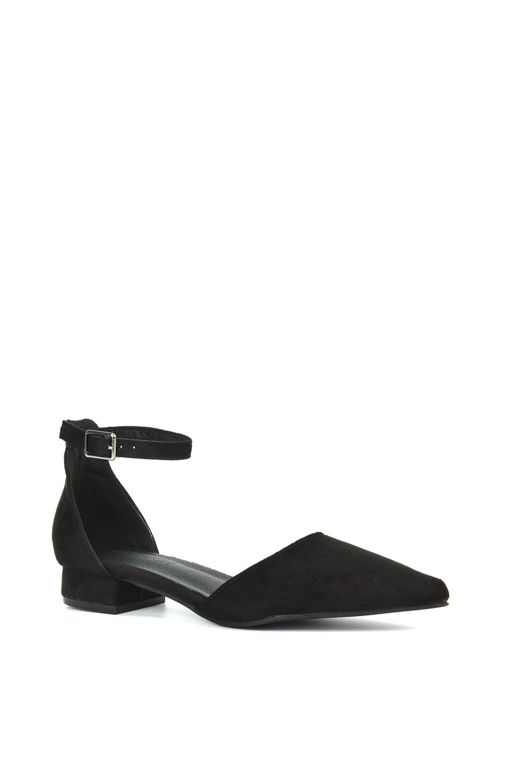 XY London 'Jenny' Low Heel Flat Pointed Toe Ankle Strap Court Shoes image 2