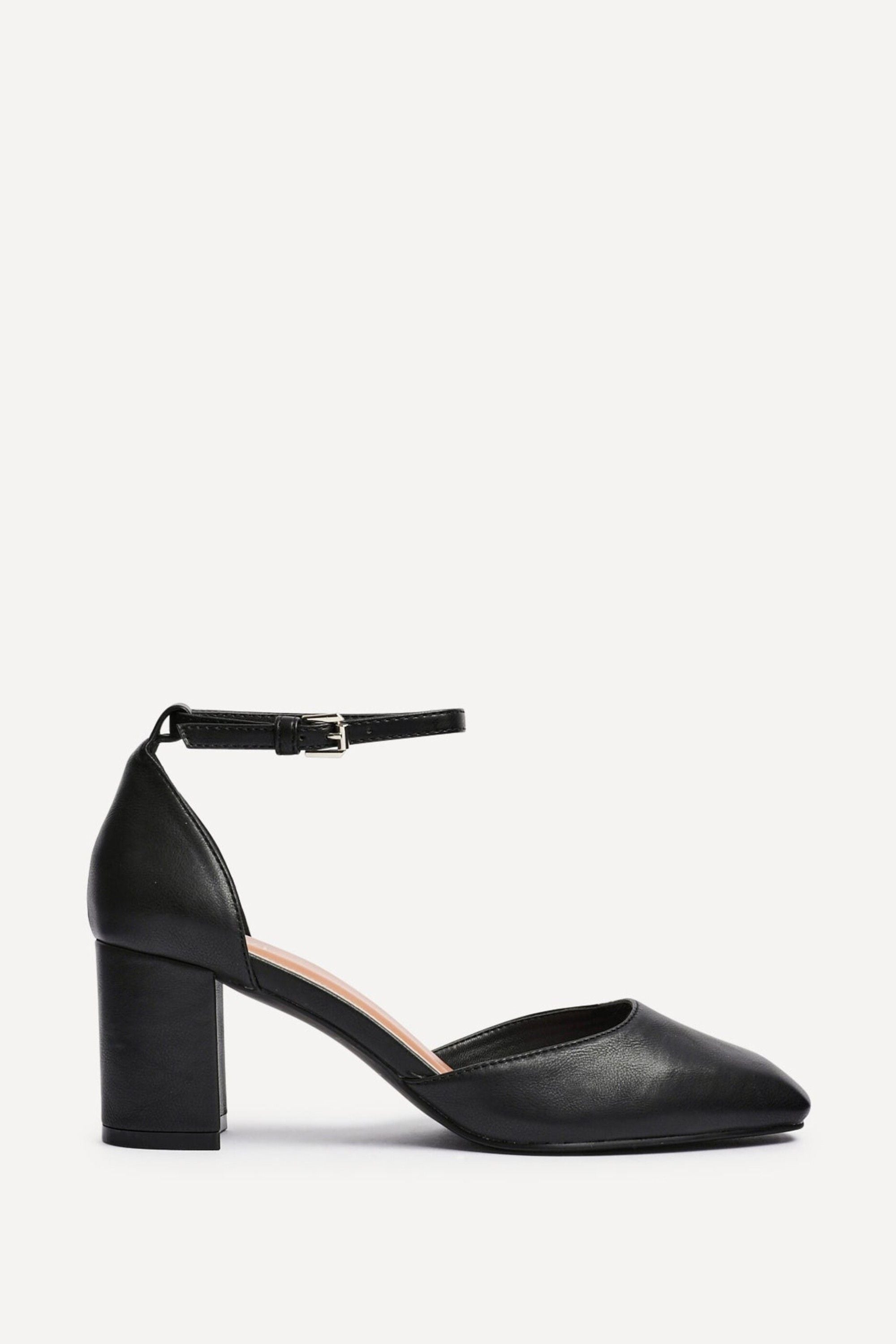 Linzi Sydney Black Square Toe Court Heels
