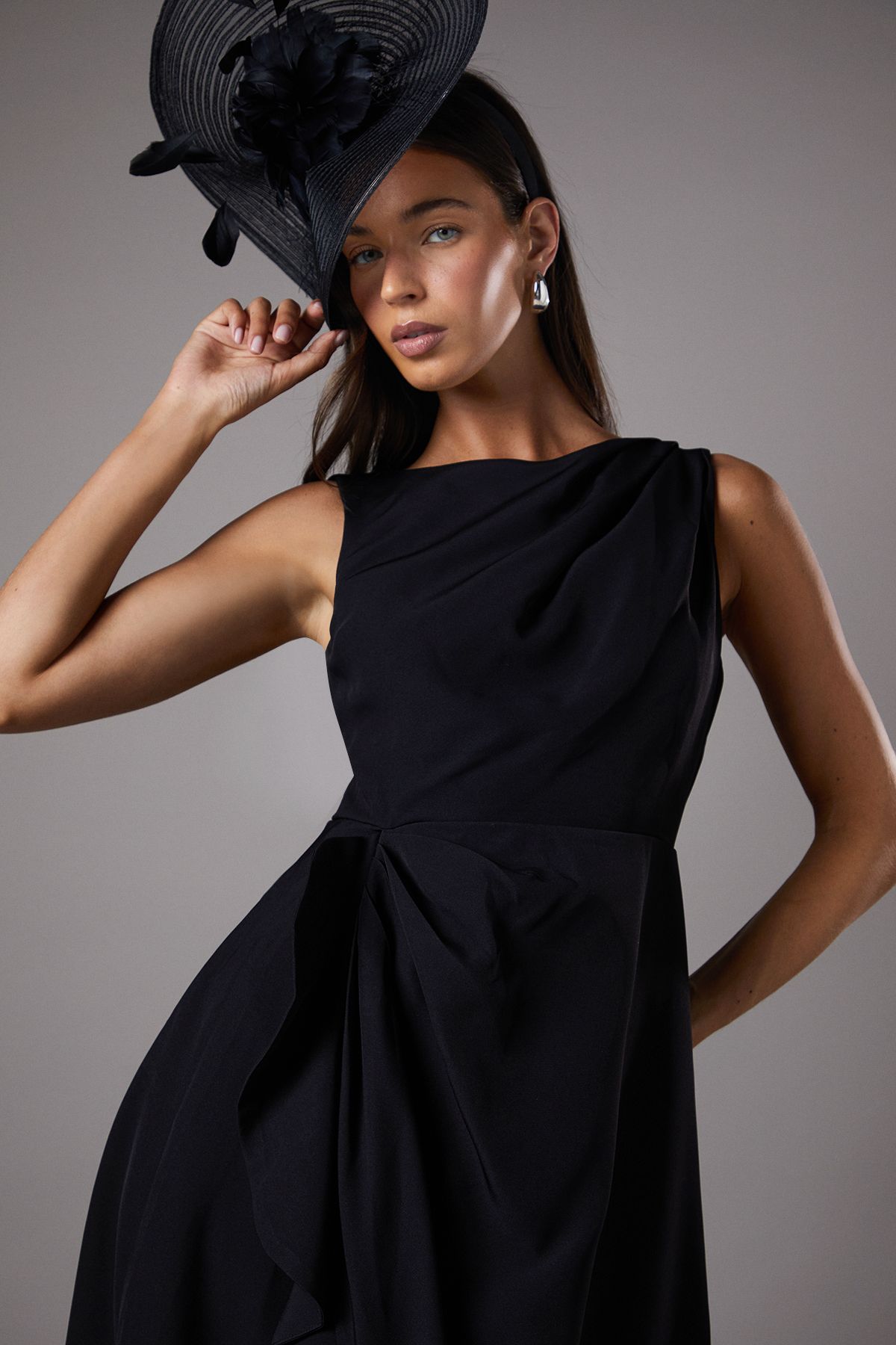 Coast Crepe Ruffle Dress With Low Back Black image 4