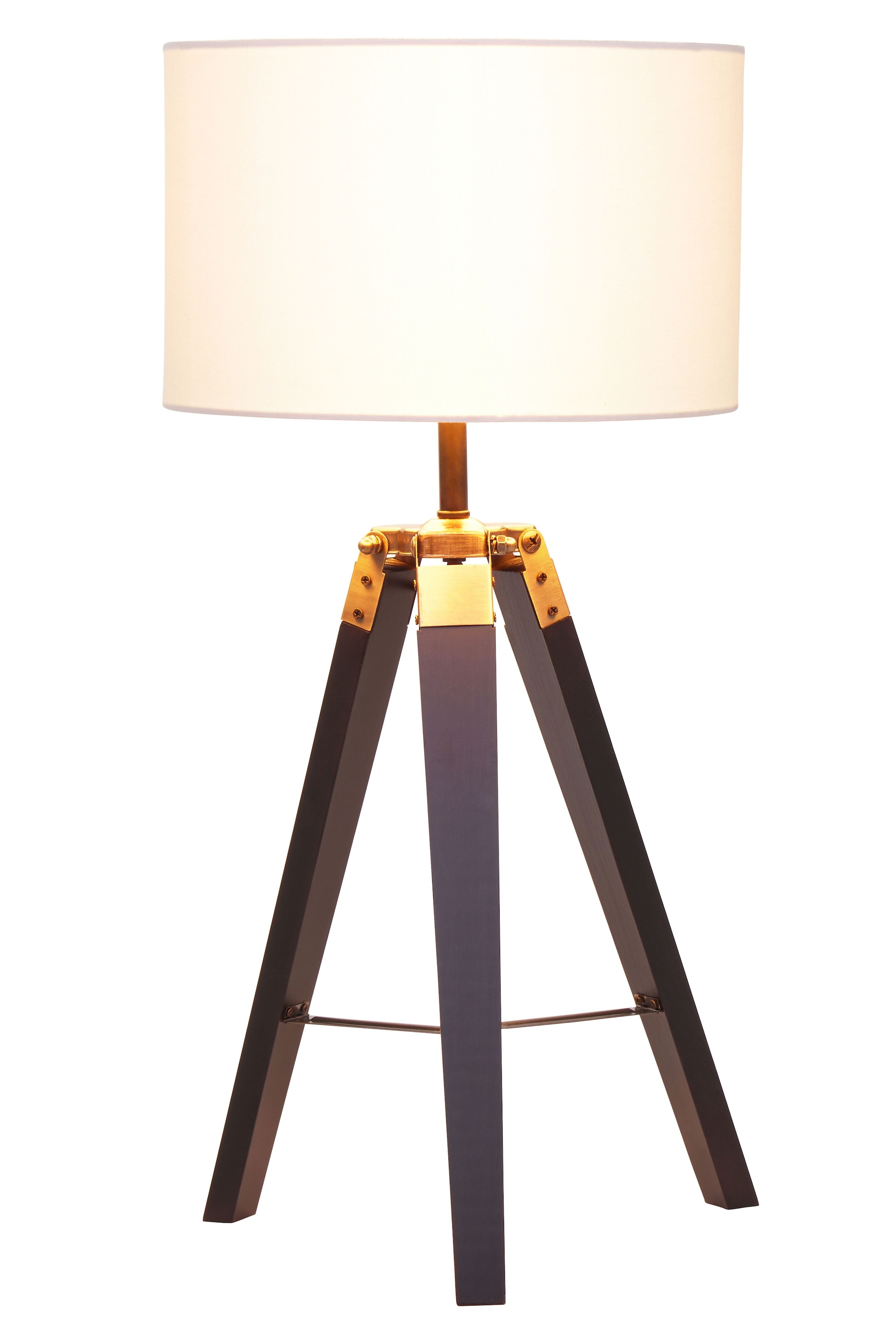 Orsina Tripod Table Lamp With Black Base, Modern White Linen Shade Table Lamp, Adjustable Height Contemporary Lamp image 1