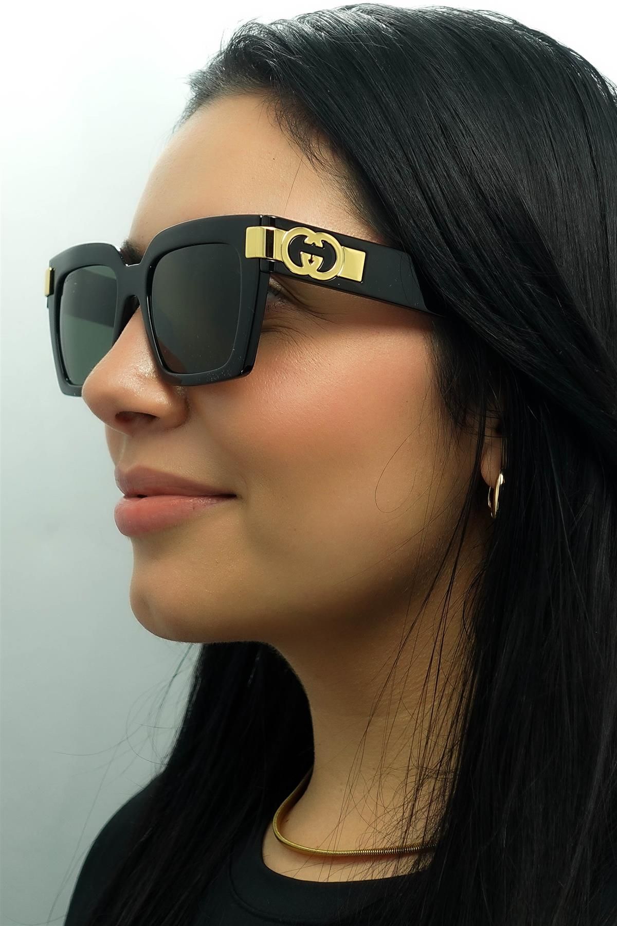 Gucci Square Black with Gold Grey GG1689S image 6