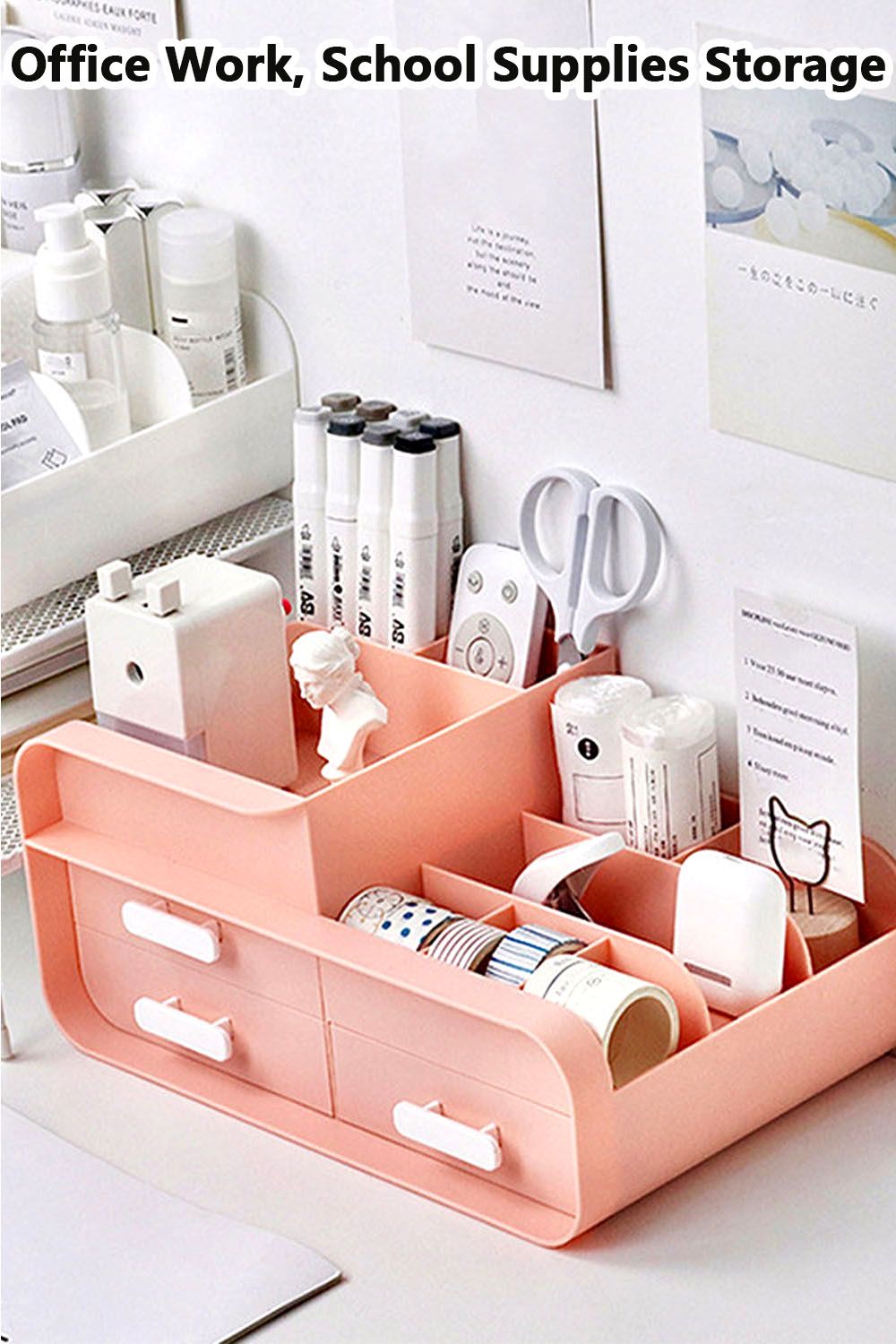 Living and Home Makeup Desktop Organizer Cosmetic Storage Gift Set with 3 Drawers image 4