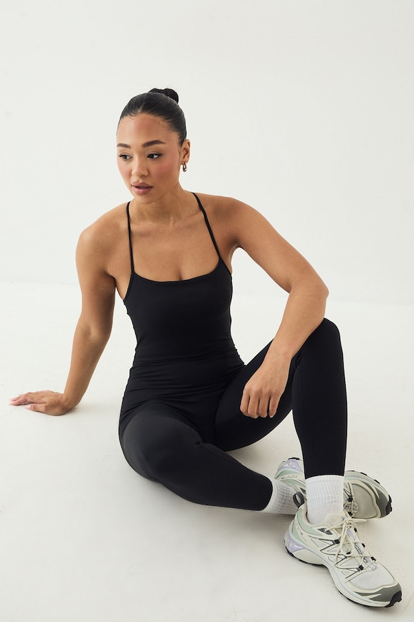 DSGN Studio DSGN Studio Ultra Sculpt Strappy Back Unitard Jumpsuit Black