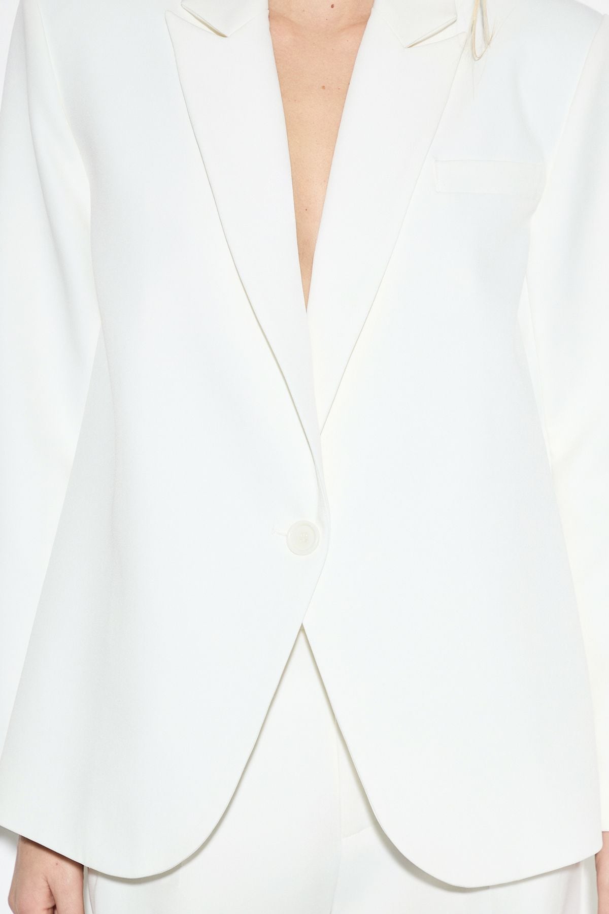 MissPap Satin Scarf Detail Longline Blazer Ivory image 4