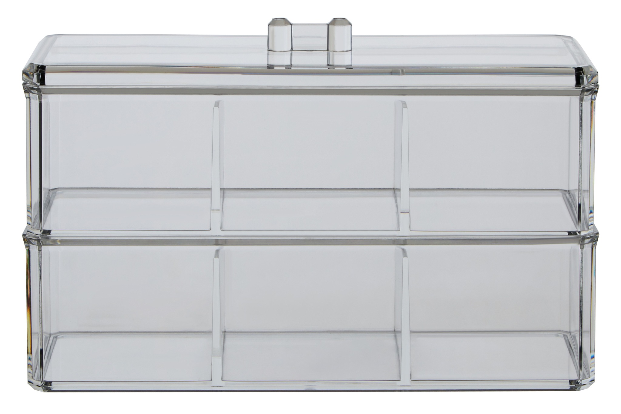 Orsina Six Compartment Plastic Cosmetics Organiser, Makeup Drawer Organiser, Cosmetic Storage Box, Makeup Tray image 1