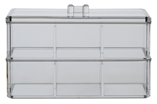 Orsina Six Compartment Plastic Cosmetics Organiser, Makeup Drawer Organiser, Cosmetic Storage Box, Makeup Tray