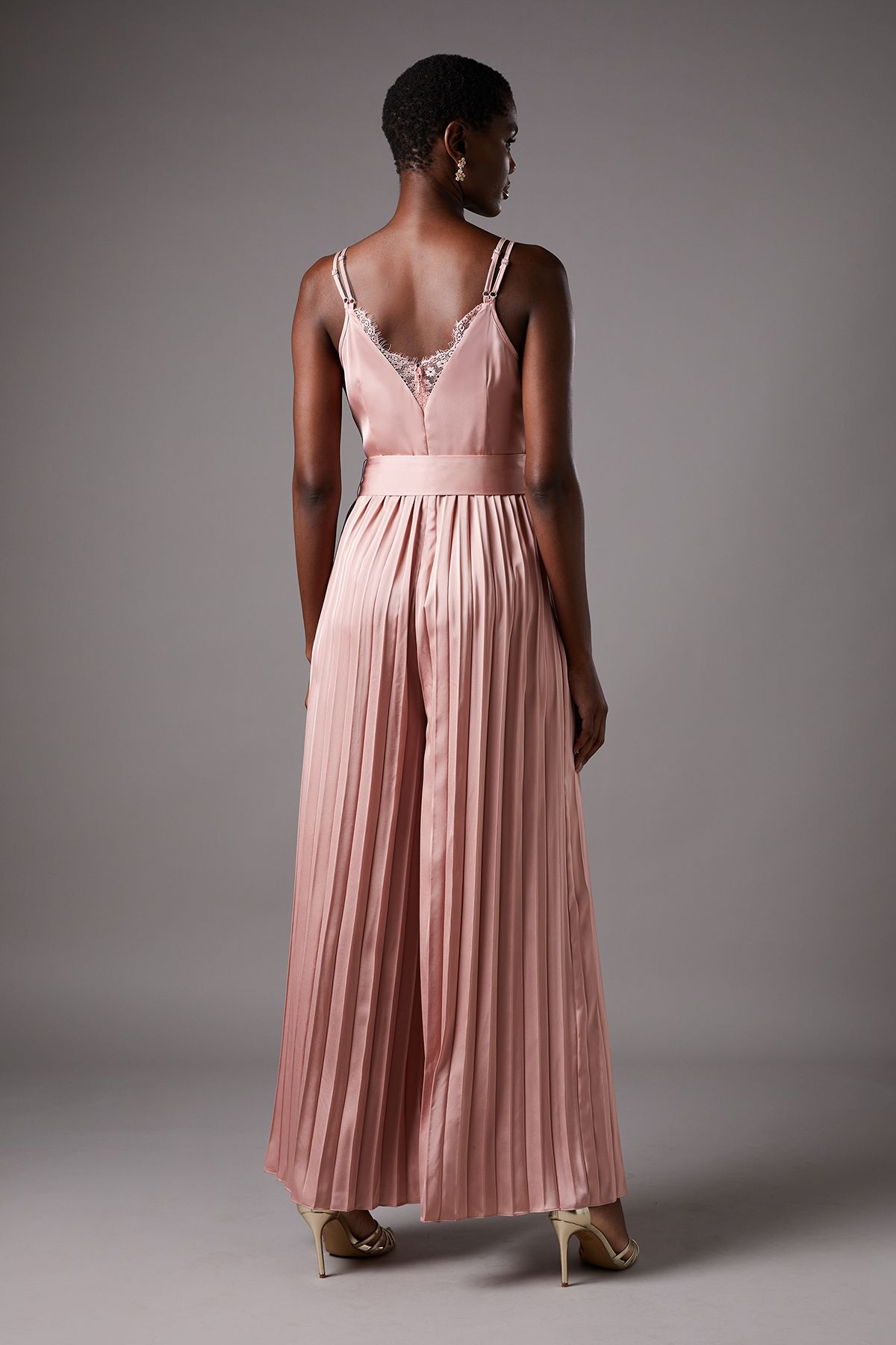 Coast Satin Lace Mix Jumpsuit Dusky Pink image 5