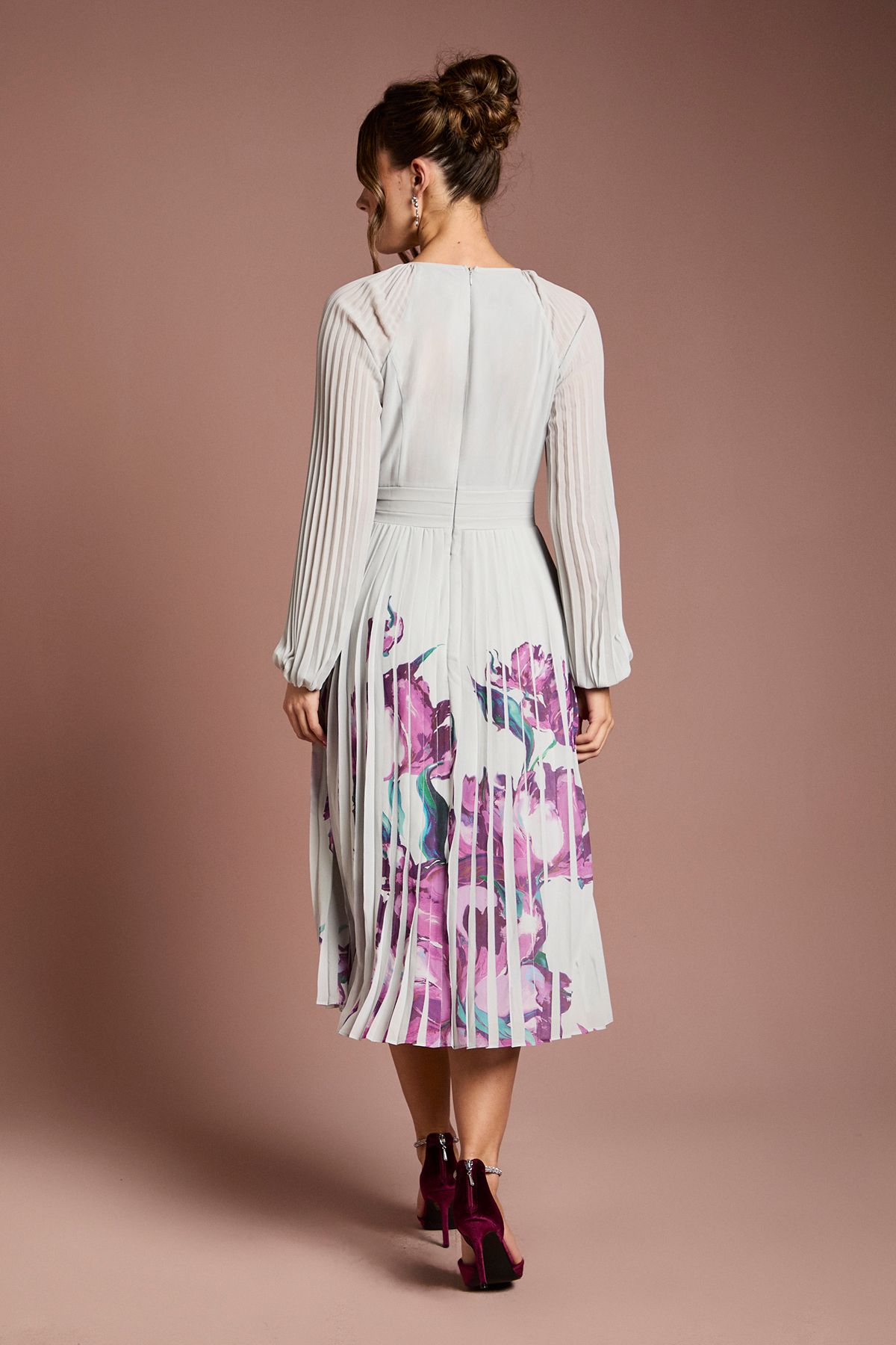 Coast Placement Print Pleat Dress Sage image 4