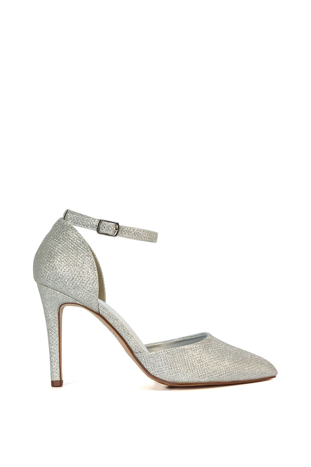 XY London 'Claire' D'Orsay Point Toe Ankle Strap Stiletto Heel Court Shoes