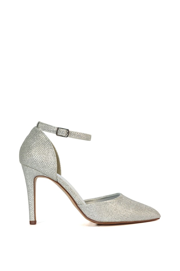 XY London 'Claire' D'Orsay Point Toe Ankle Strap Stiletto Heel Court Shoes