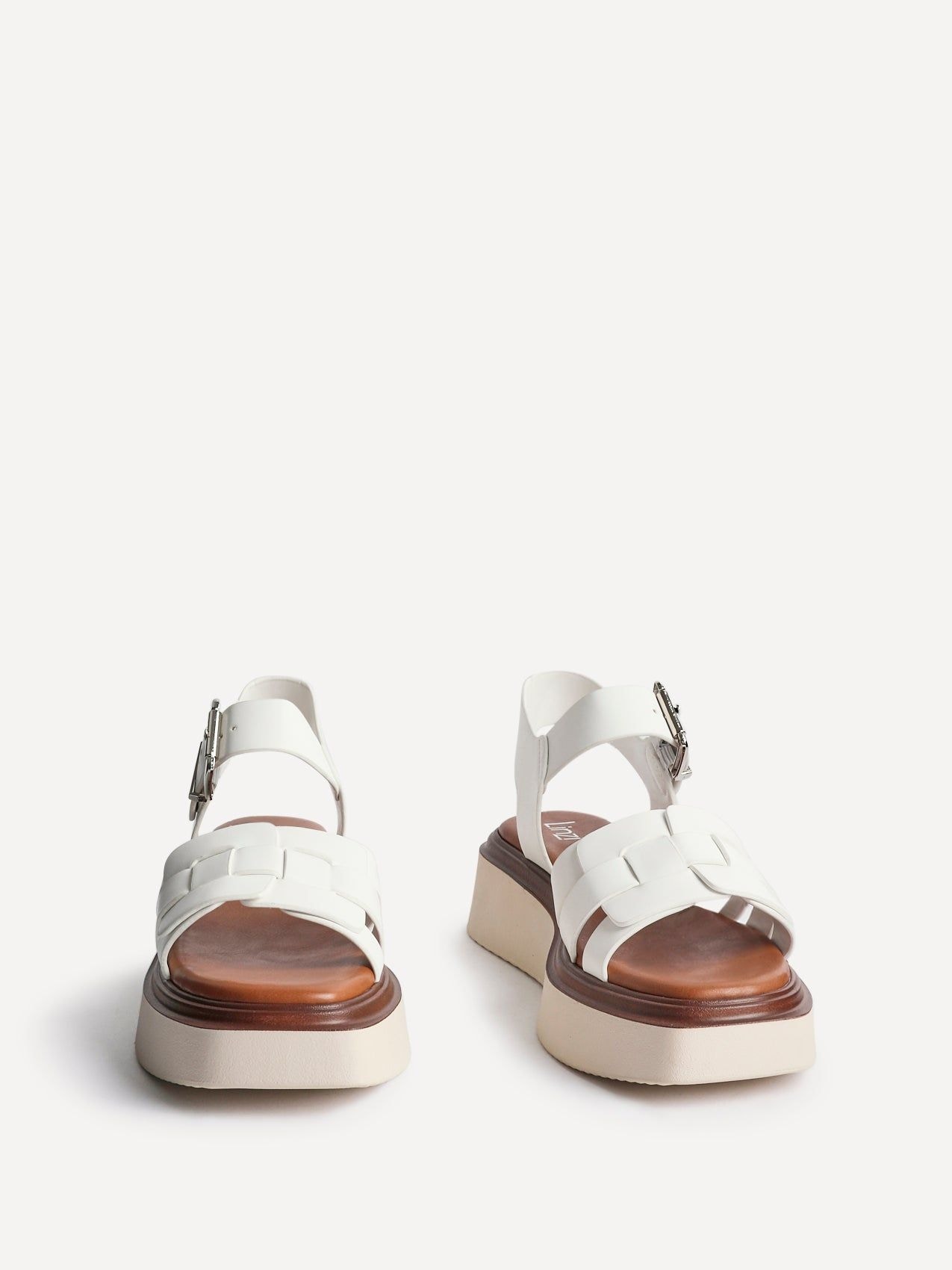 Linzi Zuri White Faux Leather Flatform Sandals image 3