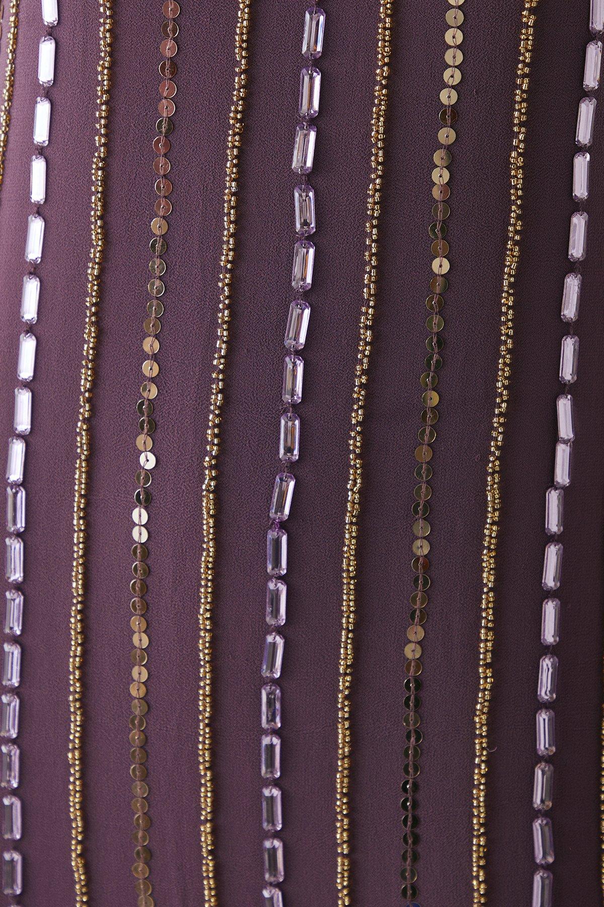 Warehouse Hand Embellished Sequin Square Neck Strappy Midi Dress Mauve image 5