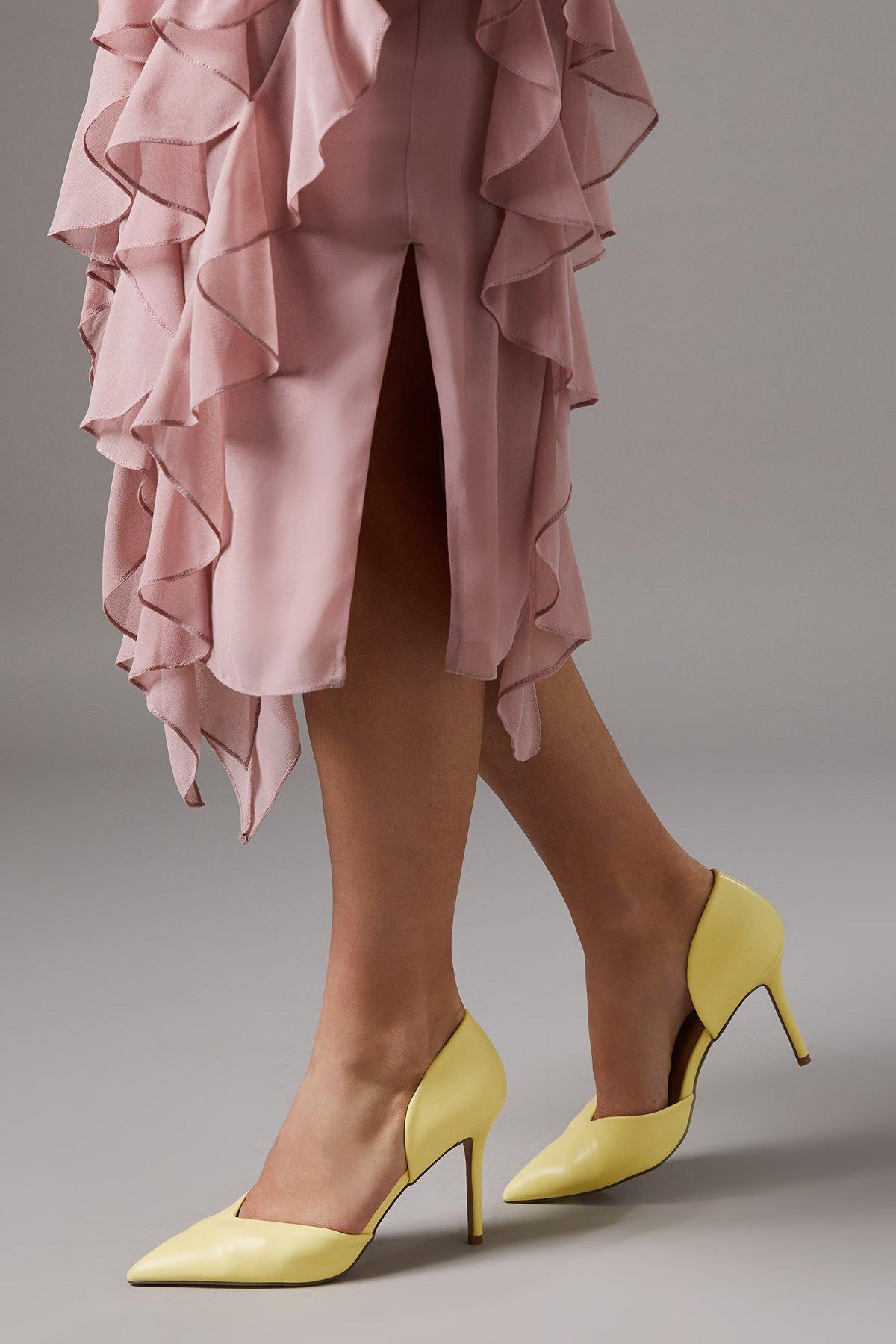 Coast Sinitta Faux Leather Pointed Two Part High Stiletto Heel Court Shoes Butter image 3