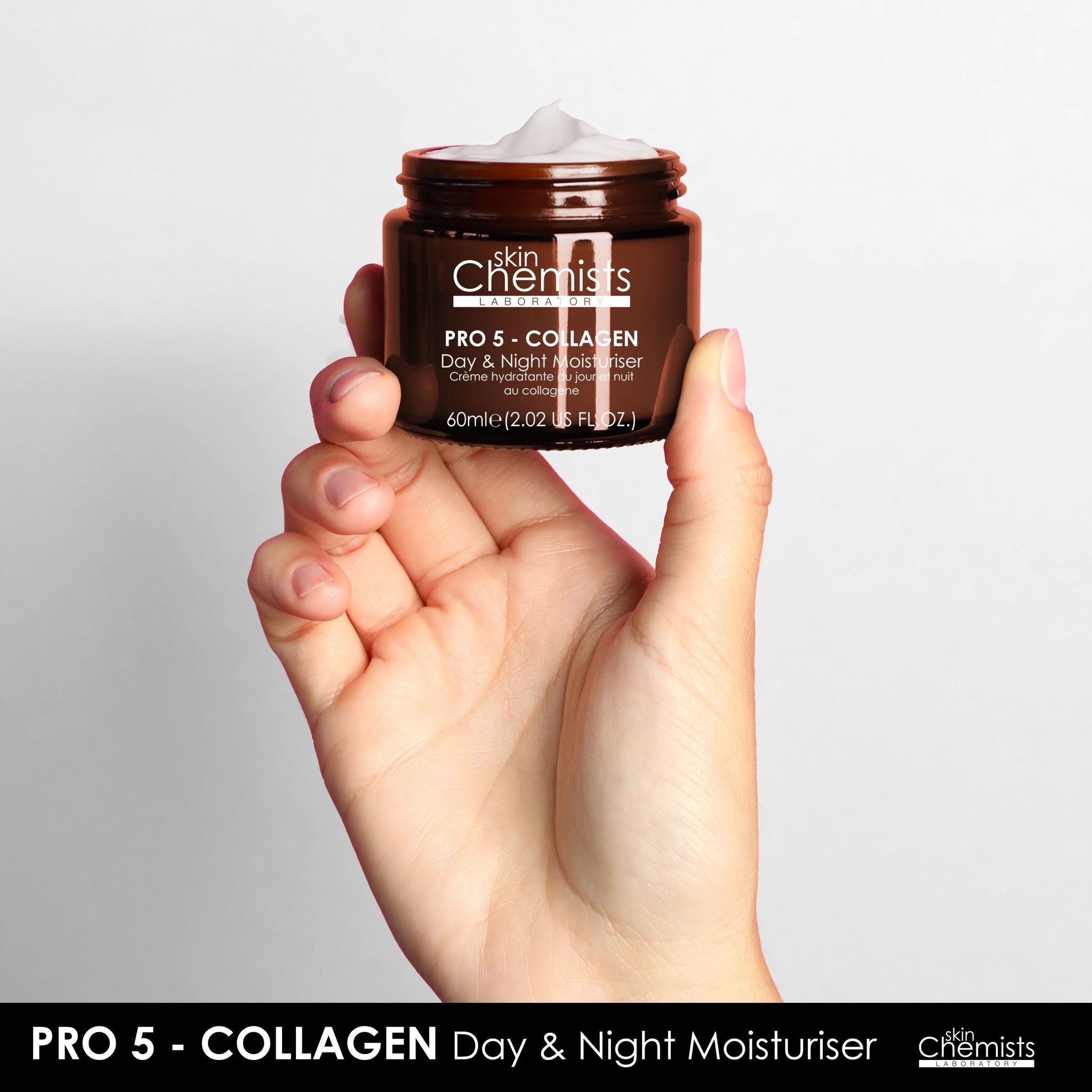 skinChemists professional Pro-5 Collagen Day & Night Moisturiser 60ml x 2 Duo Set image 5