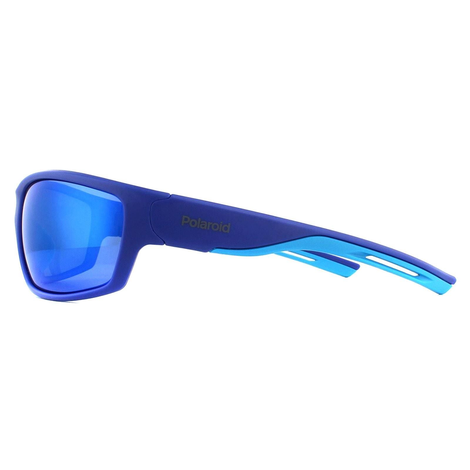 Polaroid Sport Wrap Blue Blue Mirror Polarized Sunglasses image 3
