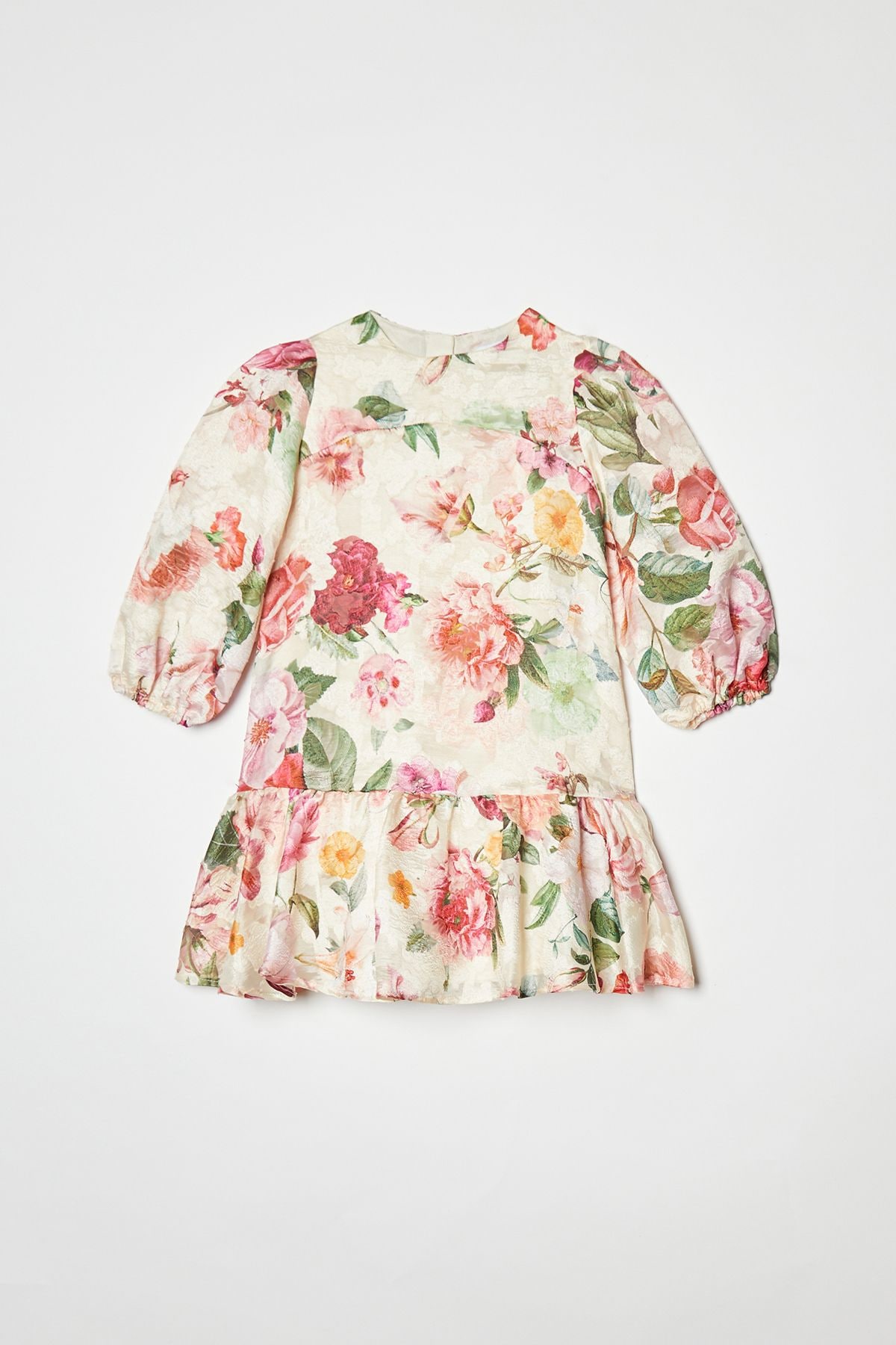 Coast Children's Floral Jacquard Puff Sleeve Dress Cream image 5