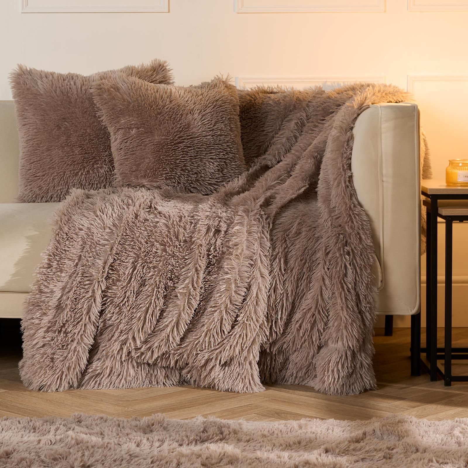 OHS Set of 4 Soft Fluffy Shaggy Square Cushion Covers image 5