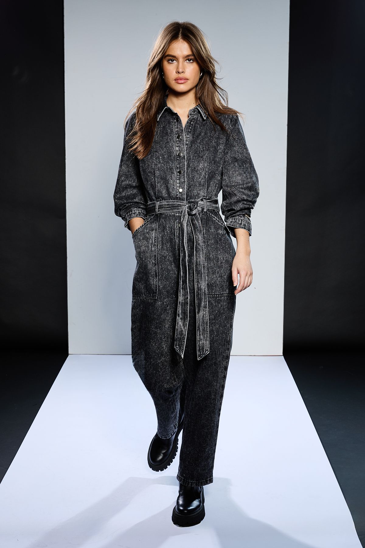 RUNWAY 1.8.1.8 Runway 1.8.1.8 Garment Wash Jumpsuit Charcoal image 1