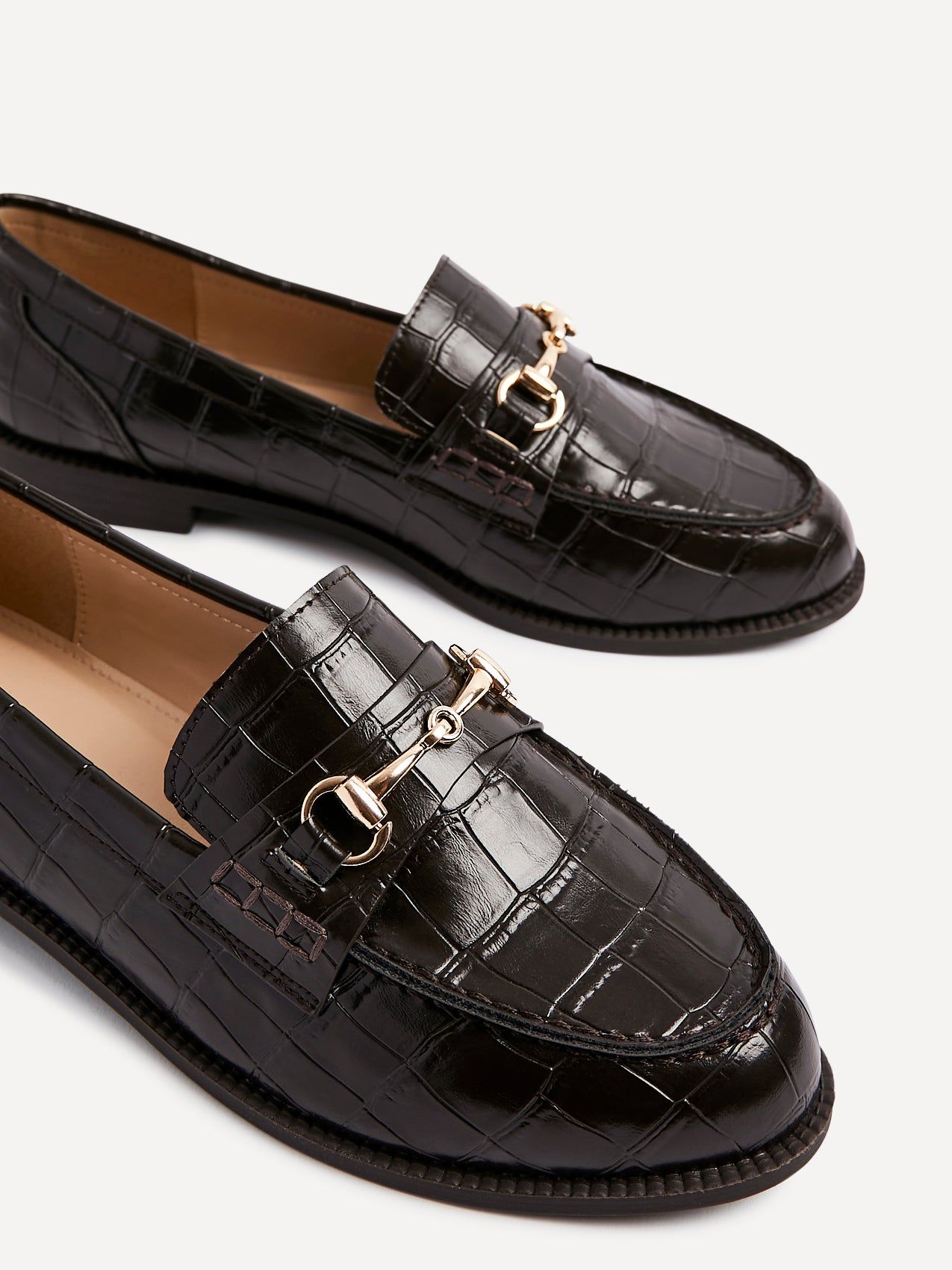 Linzi Maison Brown Faux Croc Patent Leather Loafer image 4