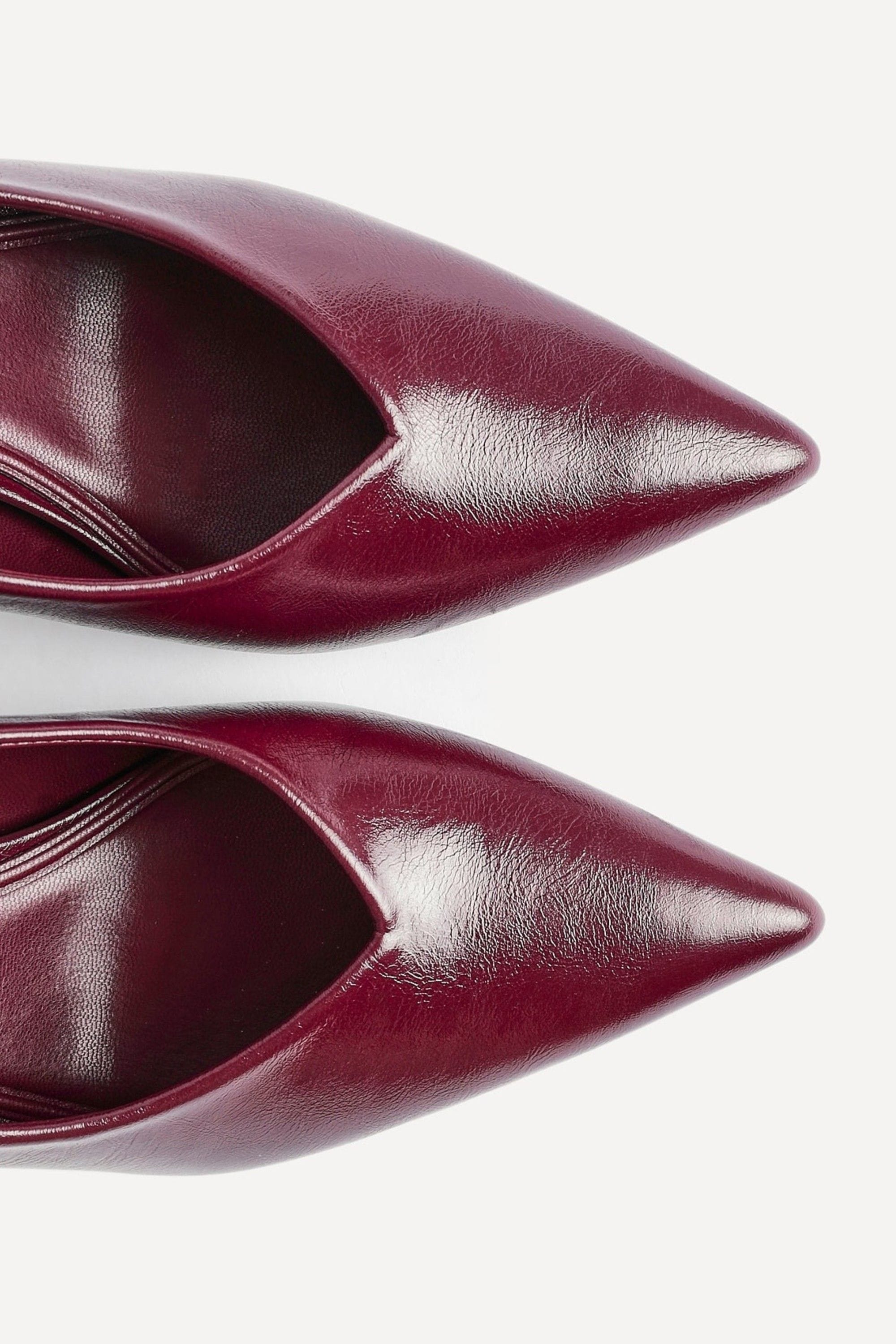 Linzi Bellamy Burgundy Faux Leather V-Cut Vamp Court Heels image 5