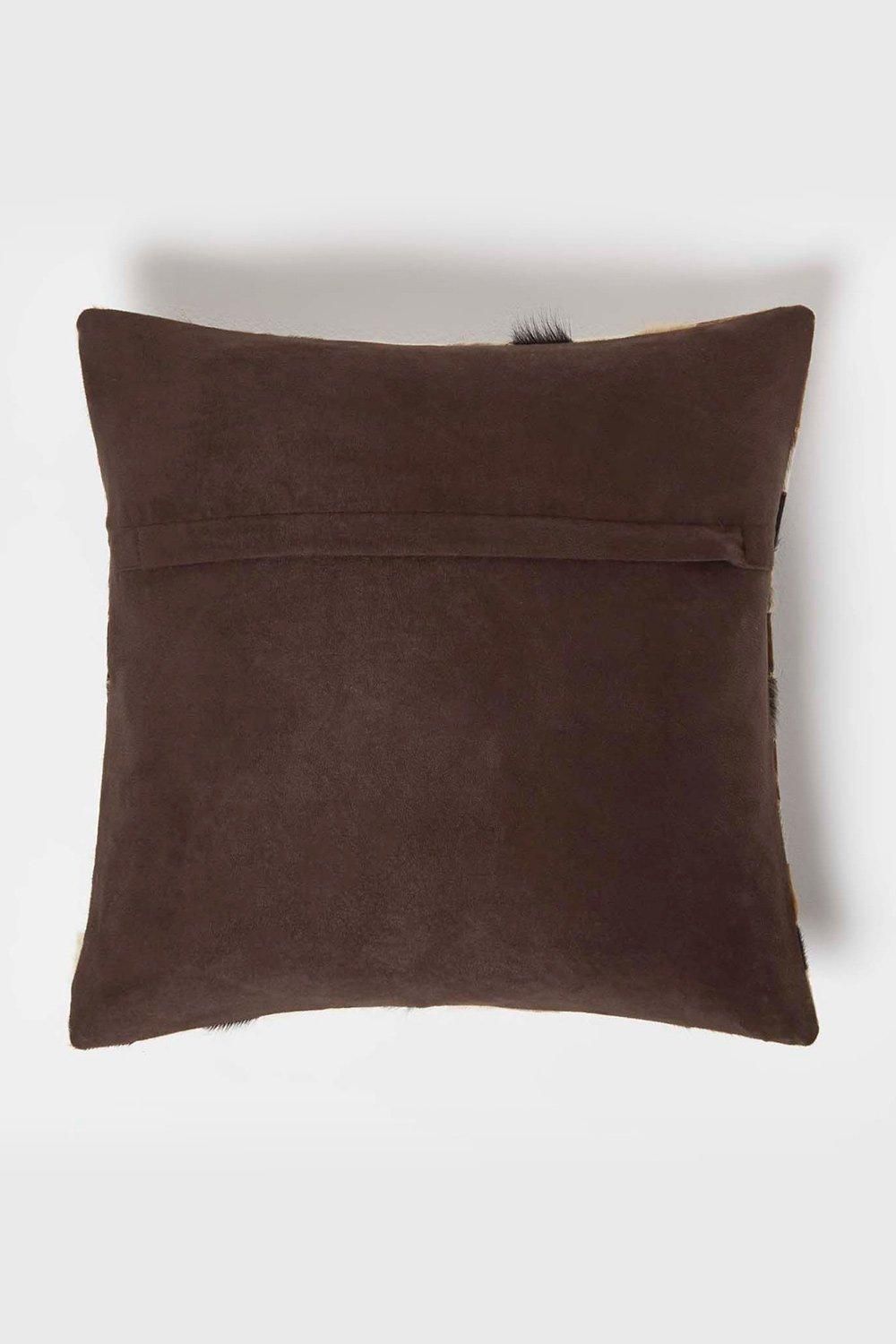 Homescapes Small Block Leather Cushion 45 x 45 cm image 3