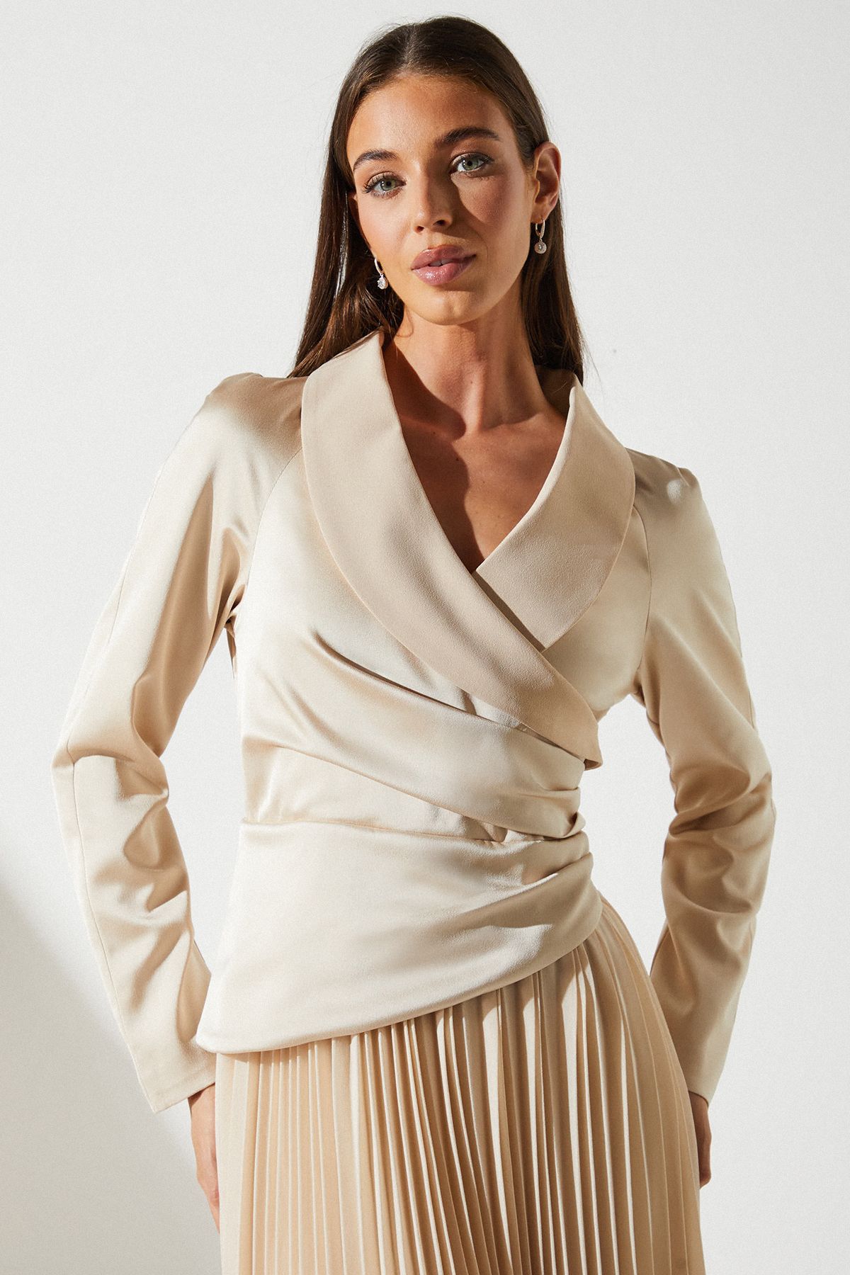 Coast Tailored Pleat Skirt Midi Dress Champagne image 4