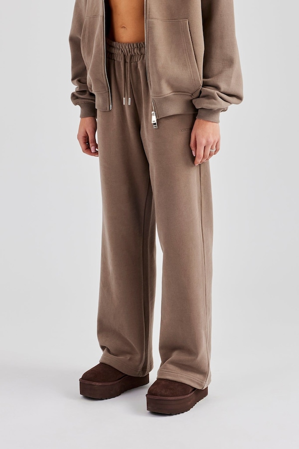 Cernucci Embroidered Wide Leg Jogger - Taupe