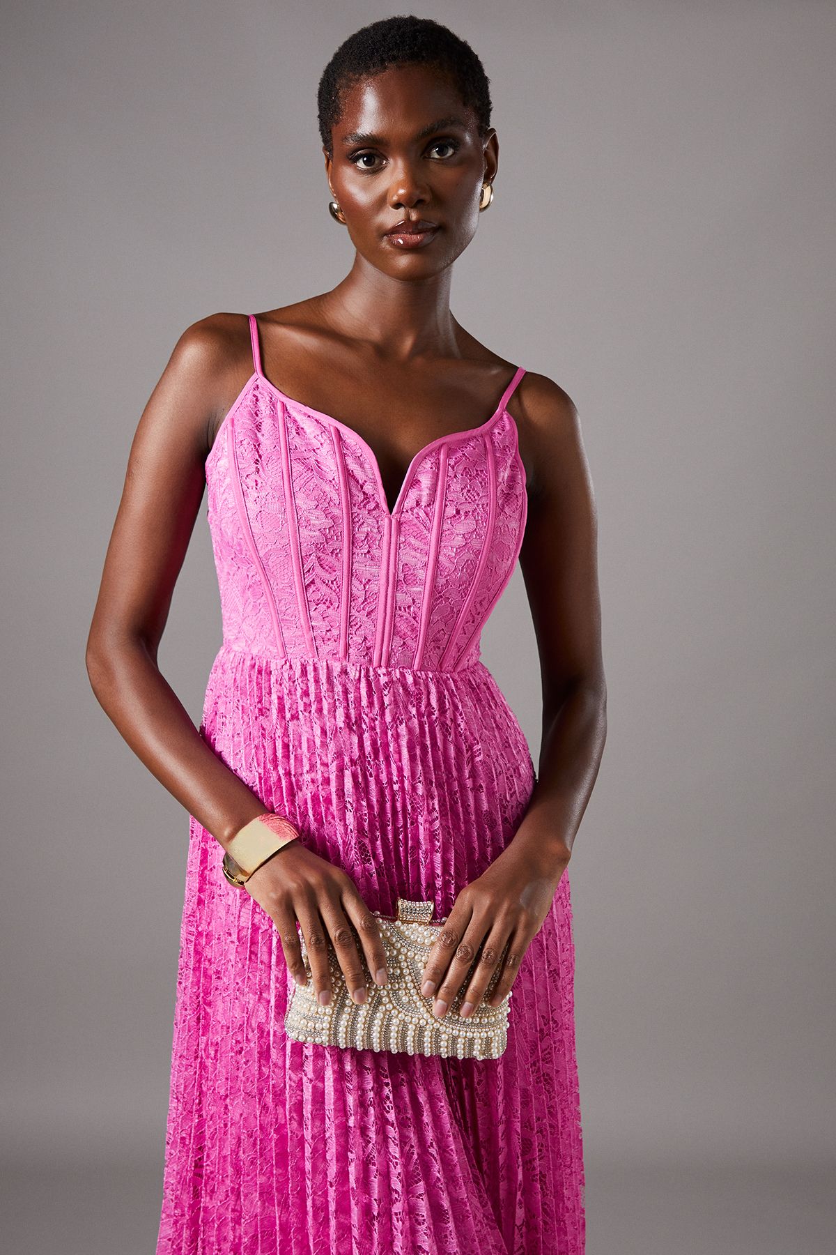 Coast Milan Pearl Detail Hard Clutch Bag Gold image 1