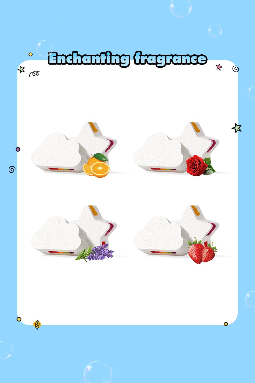 Living and Home 8Pcs Star Cloud Rainbow Bath Bomb Set image 5